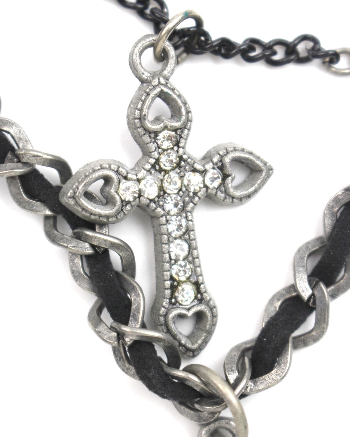 If Six Was Nine 1990S BLACK VELVET WOVEN CURB CHAIN ANTIQUED SILVER NECKLACE Size ONE SIZE - 3 Thumbnail