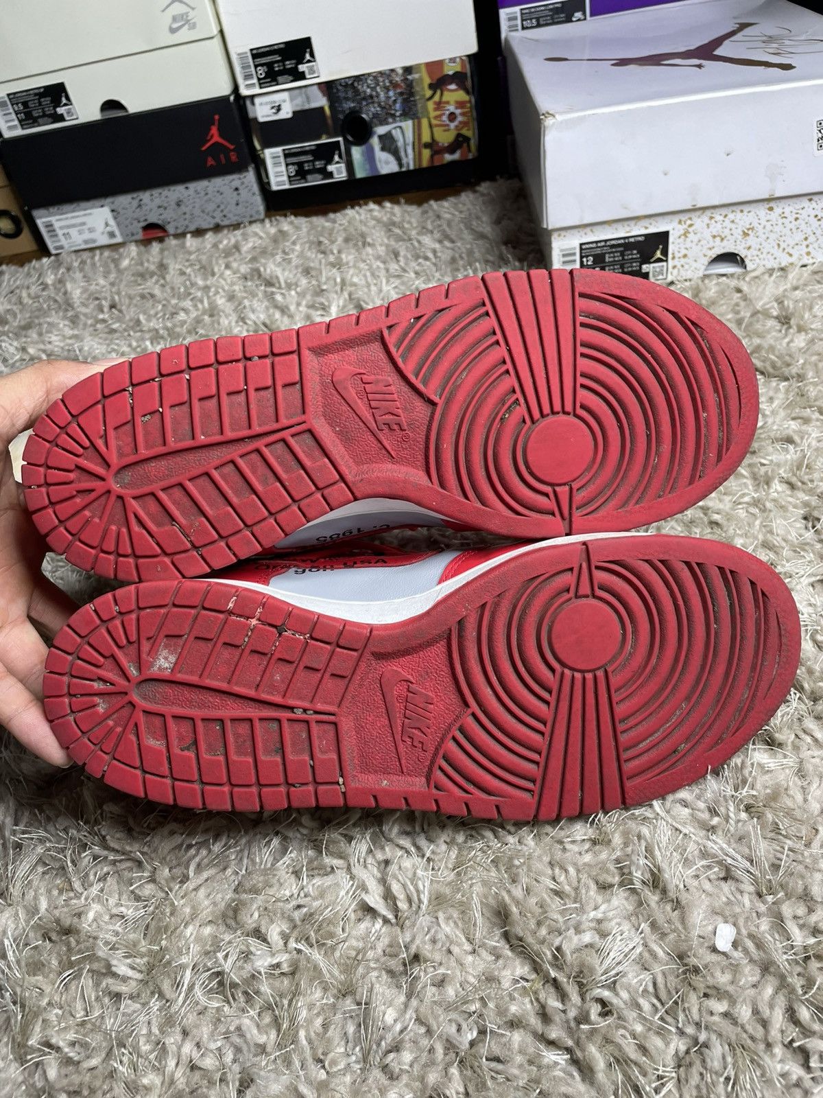 Nike × Off-White Nike x Off White Dunk Low University Red Size US 9 / EU 42 - 8 Thumbnail