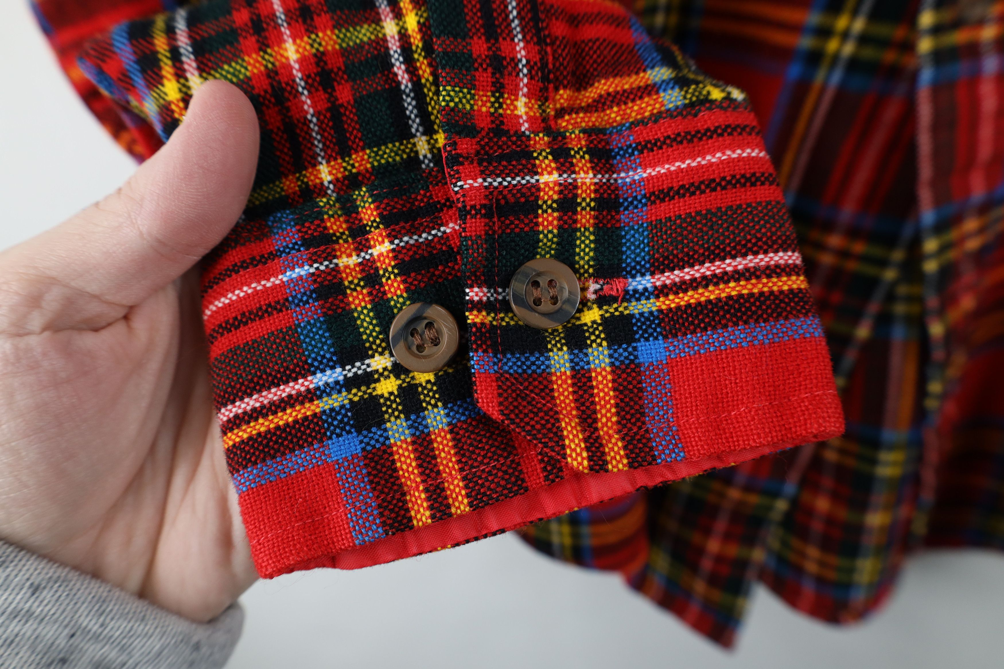 Vintage Vintage 70s Streetwear Knit Collared Button Shirt Plaid Size US L / EU 52-54 / 3 - 5 Thumbnail