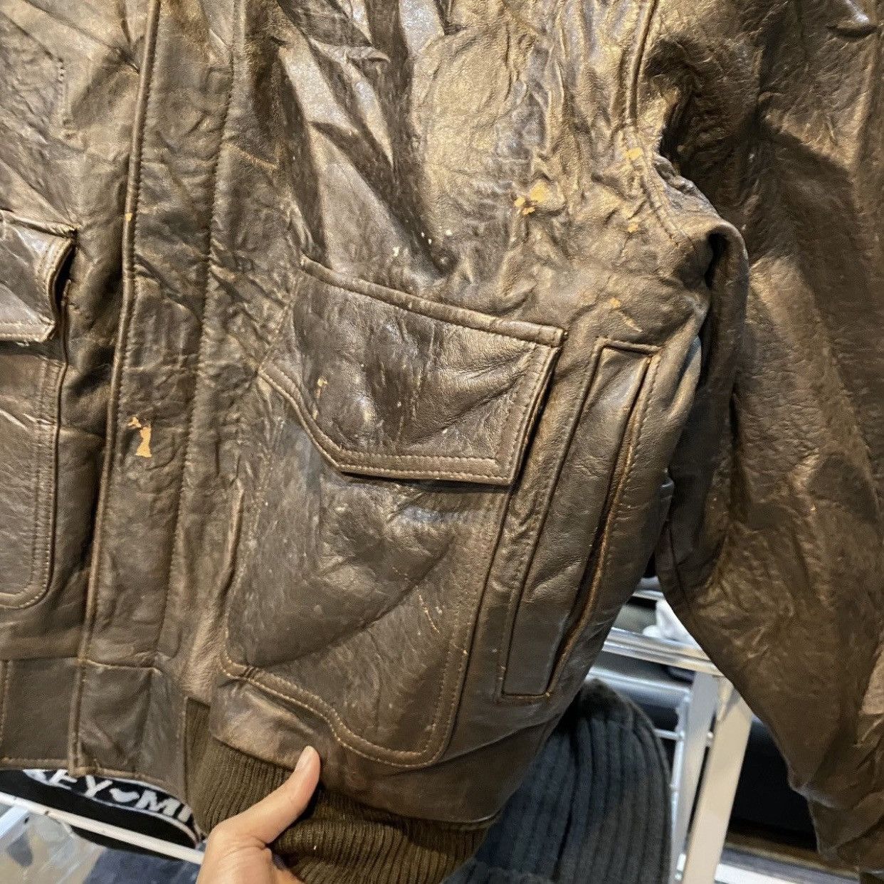 Bugle Boy Bugle Boy USA Type A-2 Flight Bomber Military Leather Jacket Size US L / EU 52-54 / 3 - 16 Thumbnail