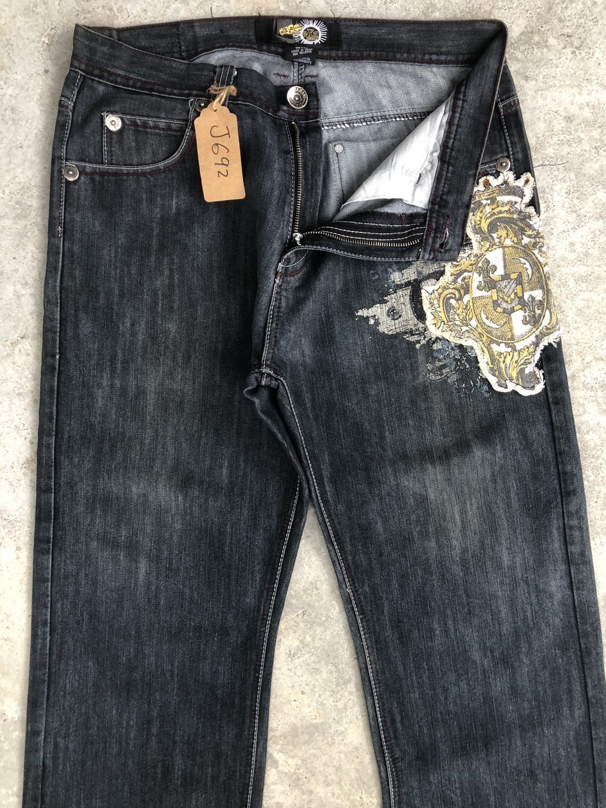 Japanese Brand Japanese Exa Embroidered Jeans baggy hip hop Size US 35 - 3 Thumbnail