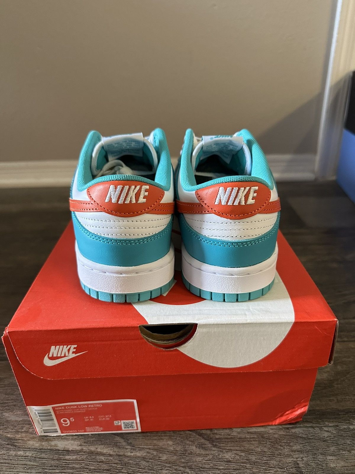 Nike Nike Dunk Low Retro “Miami Dolphins” Size US 9.5 / EU 42-43 - 4 Thumbnail