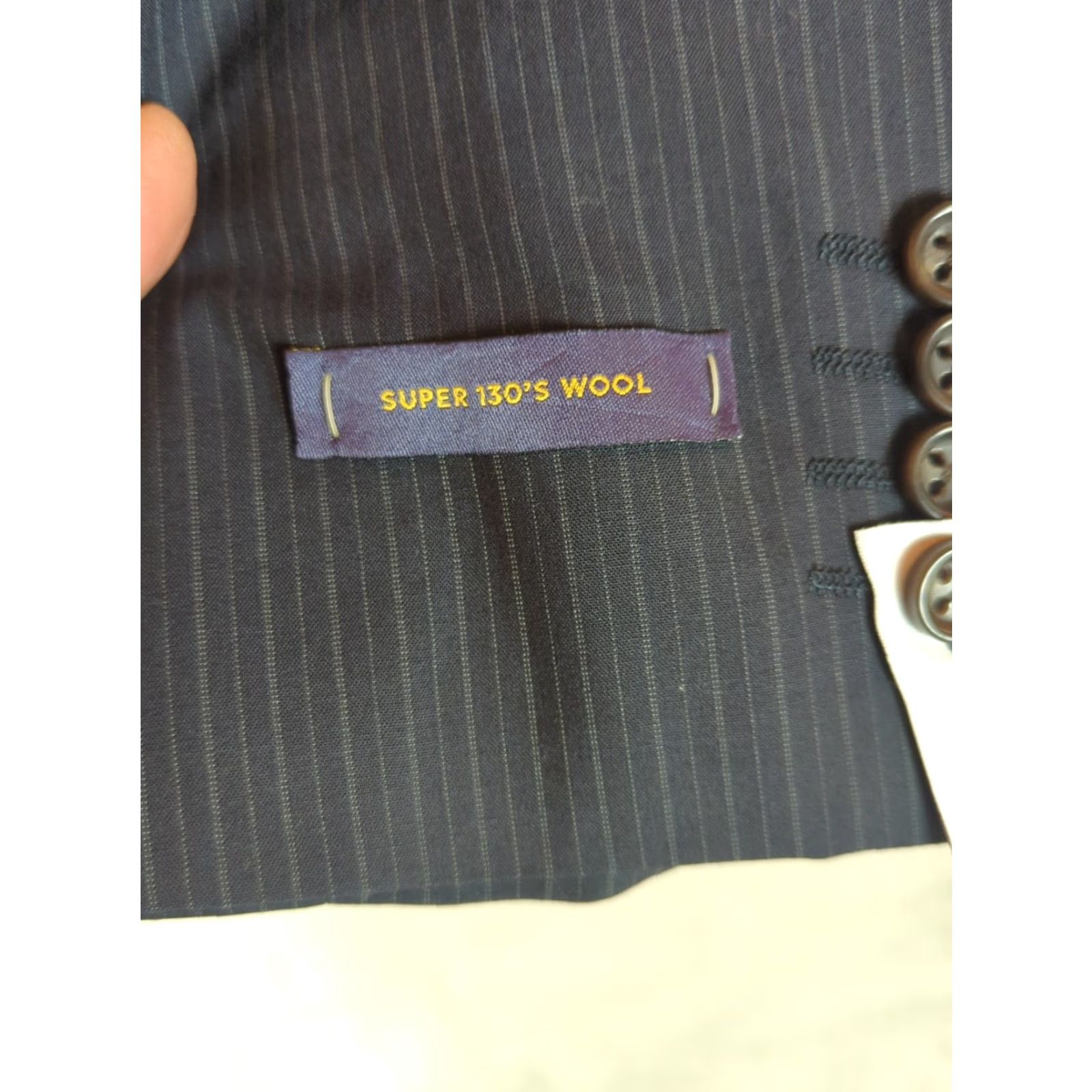 Stafford Stafford Blazer Mens 48R Jacket Notch Lapel Pinstripe Wool Classic Fit Suit Coat Navy 97% Wool 3% Polyester Blazer Mens 48R Regular Size Regular Fit Size 48R - 4 Thumbnail
