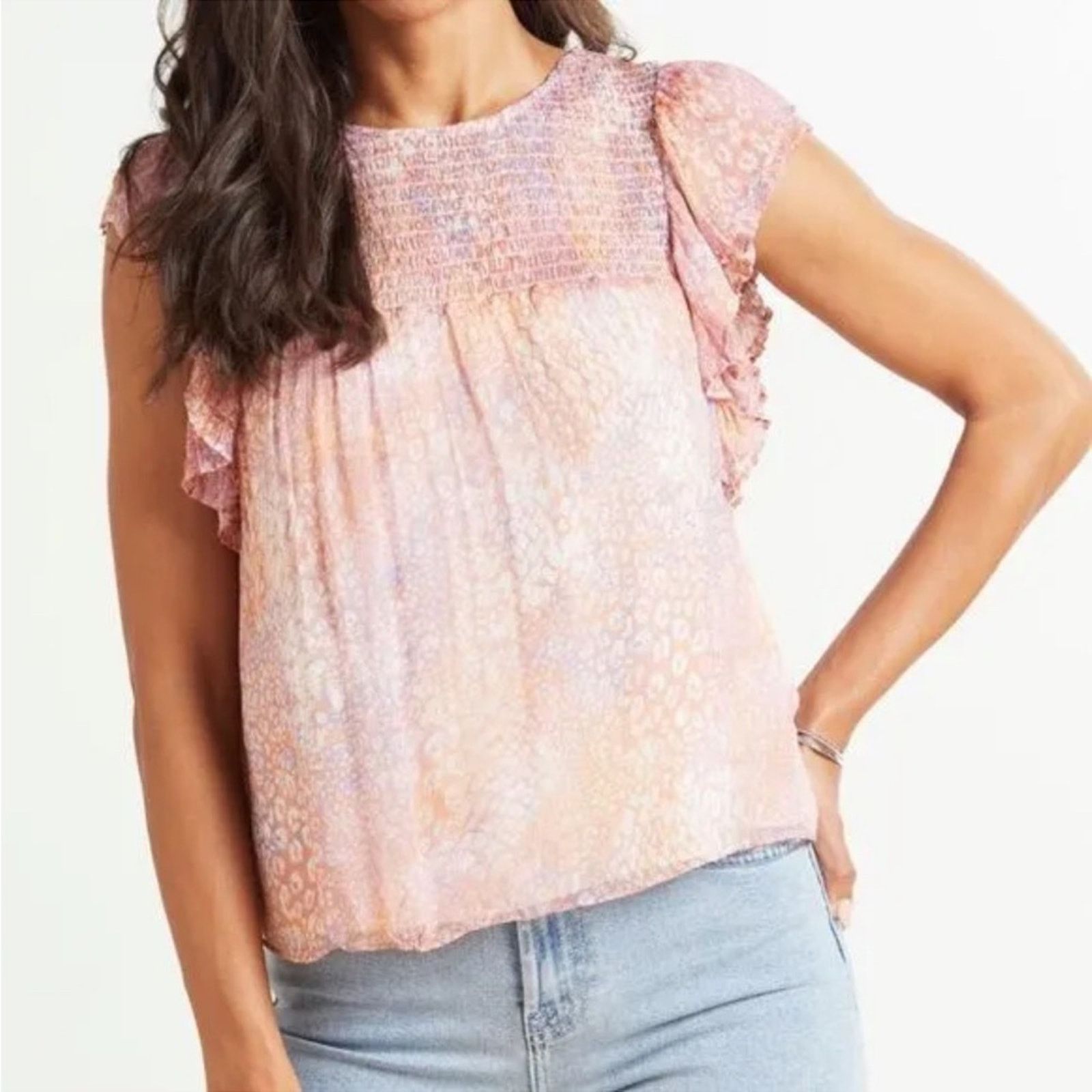 BB Dakota BB Dakota Dreams Are Made Of Tie Dye Short Sleeve Ruffle Top Size M / US 6-8 / IT 42-44 - 1 Thumbnail