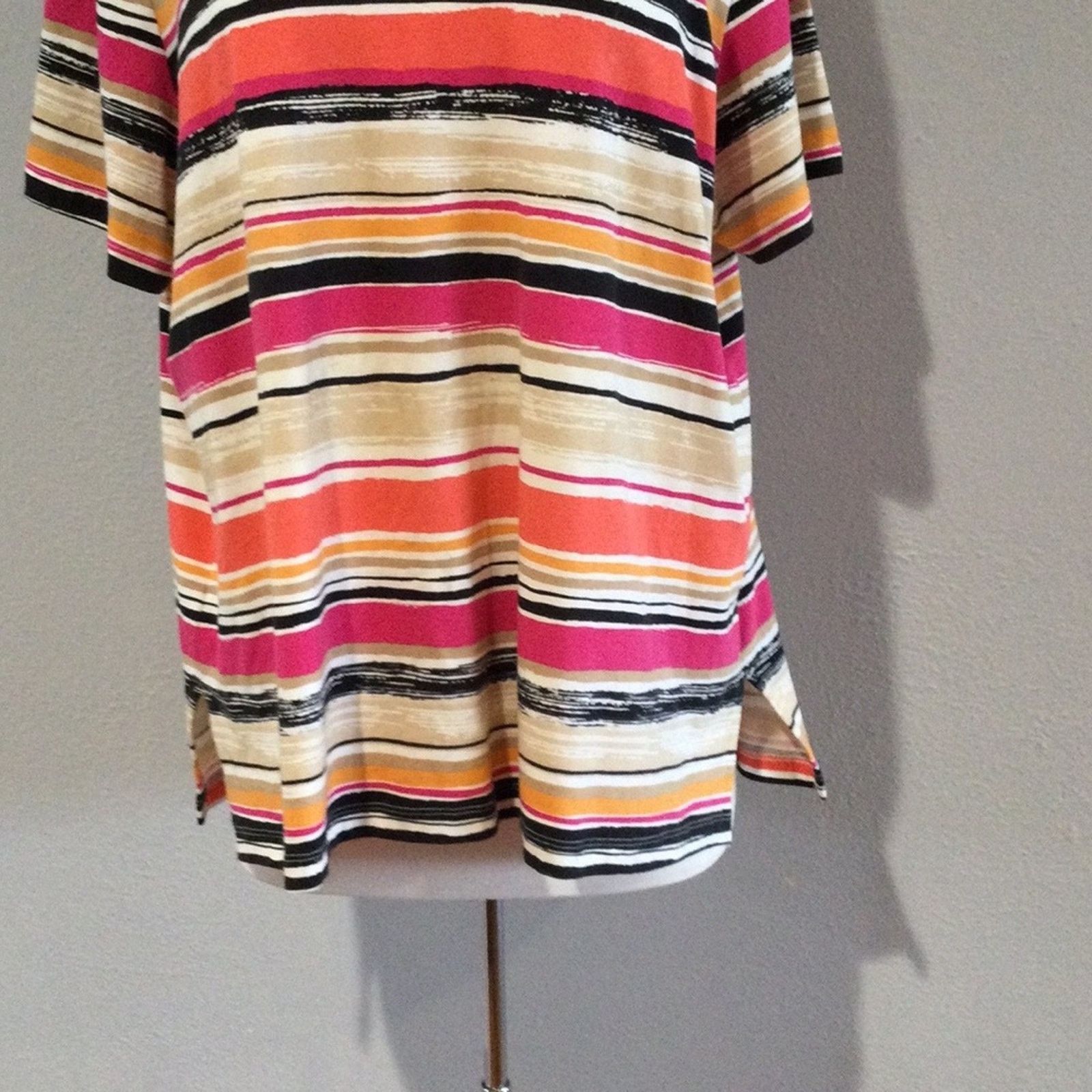 Other Alfred Dunner Multicolor Stripe Stud Trim T-Shirt Size XL Size XL / US 12-14 / IT 48-50 - 4 Thumbnail