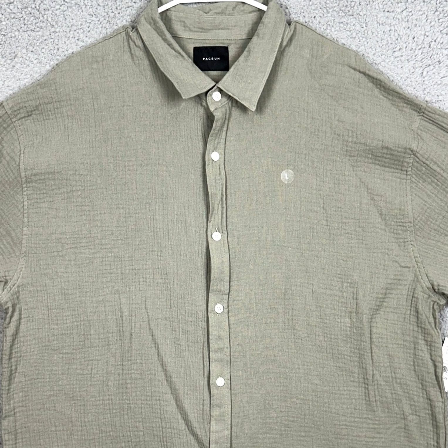 Pacsun VINTAGE? No. PacSun Shirt Mens Large Sage Green Button Up Casual Short Sleeve Outdoor Size US L / EU 52-54 / 3 - 2 Thumbnail