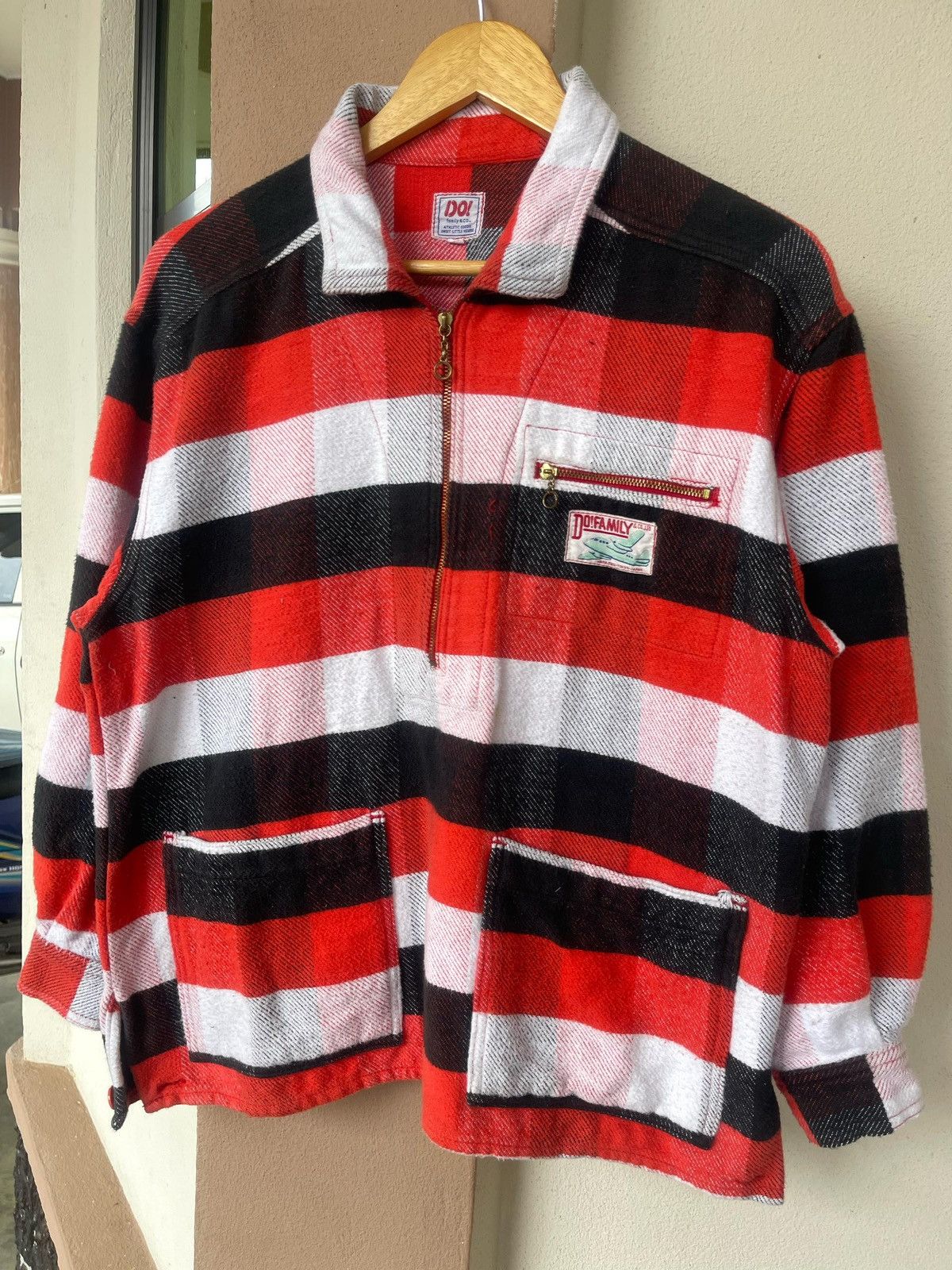 Designer × Japanese Brand Do! Family & Co Stripes Half Zipper Jacket Size US L / EU 52-54 / 3 - 4 Thumbnail