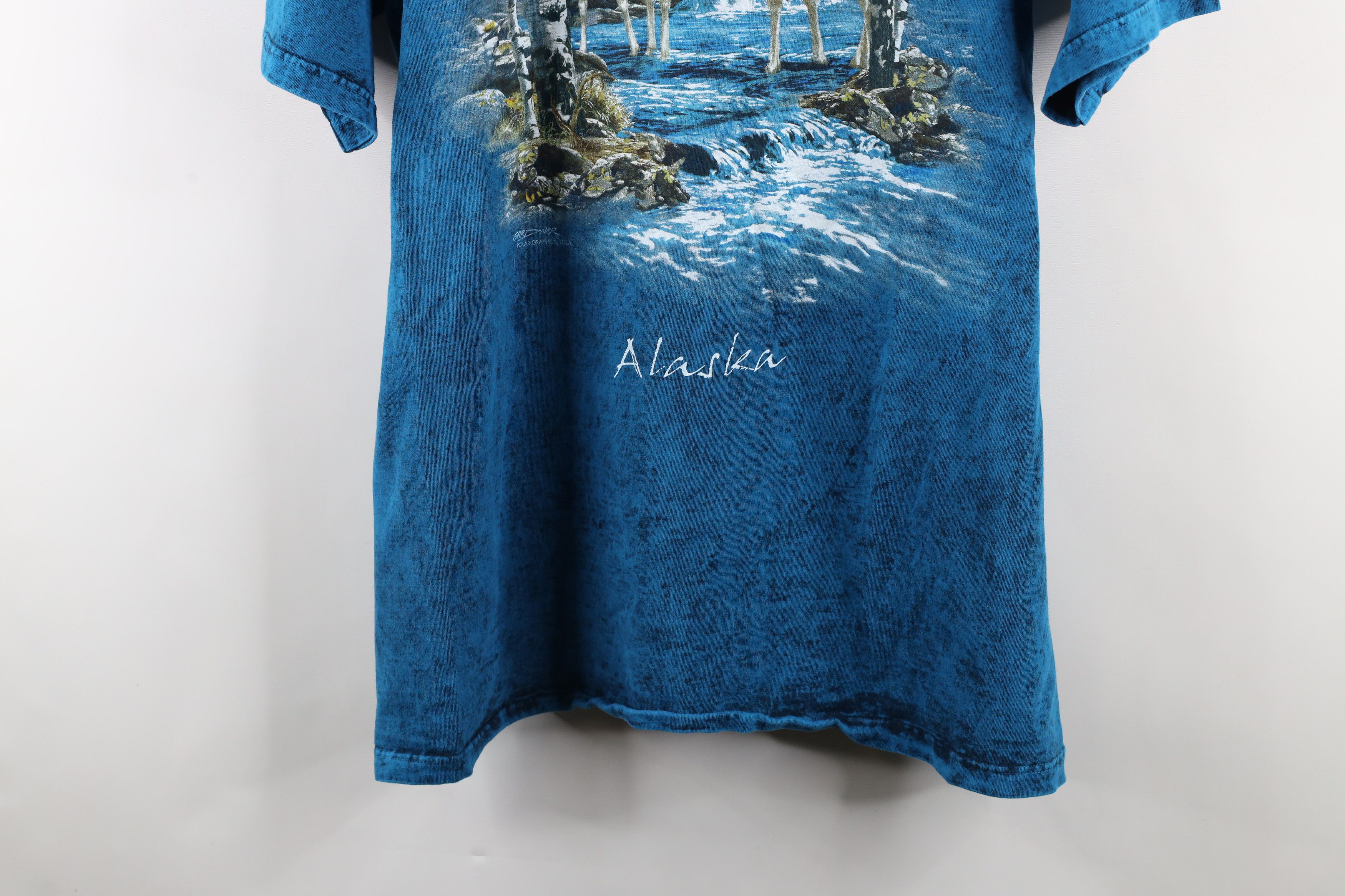Vintage Vintage 90s Streetwear Alaska Moose Nature Acid Wash T-Shirt Size US XL / EU 56 / 4 - 3 Thumbnail