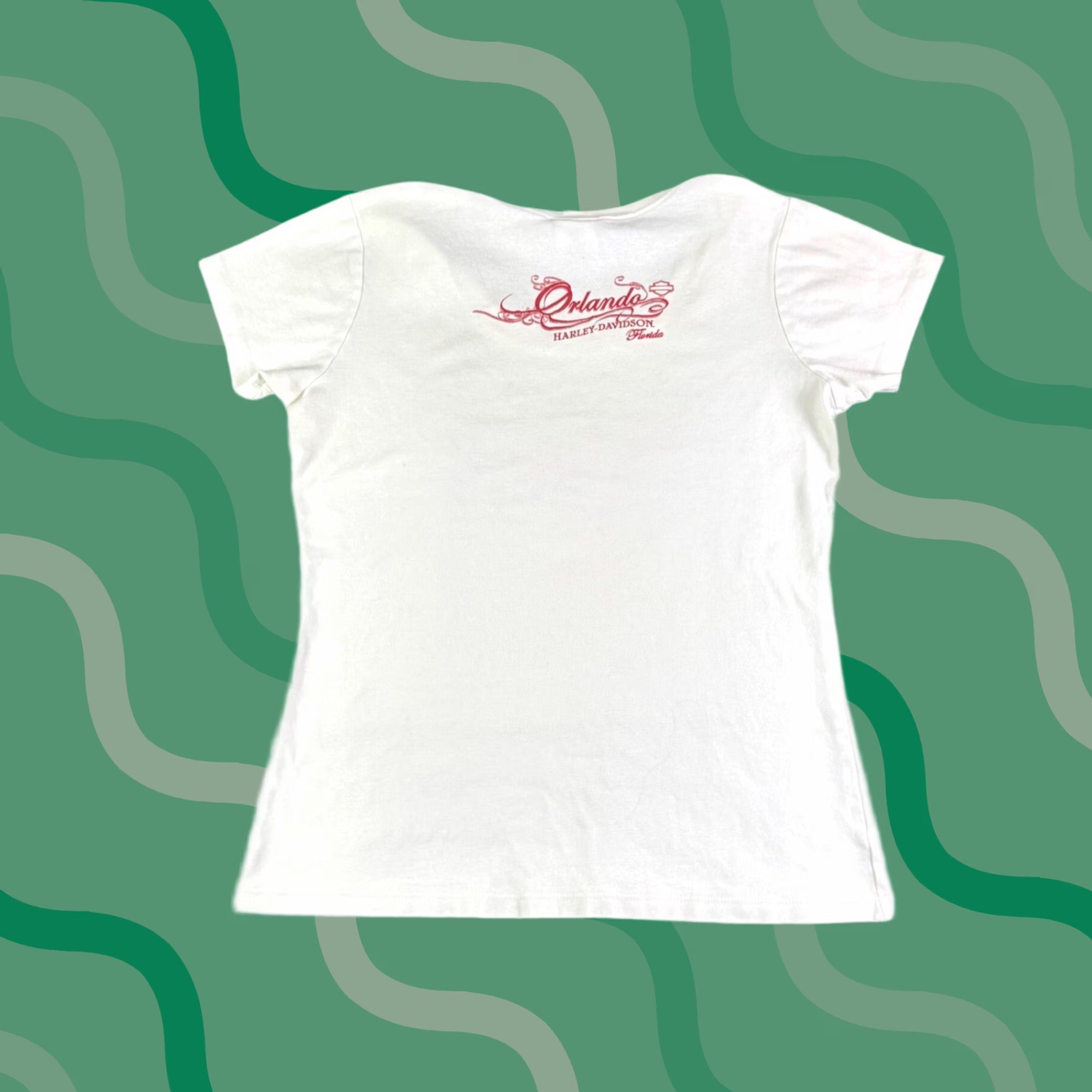 Harley Davidson Harley-Davidson Live Free Wings Graphic Tee Shirt White XL Cotton Vintage Y2K Tee Shirt Women Short Sleeve Scoop Neck Glitter Size XL / US 12-14 / IT 48-50 - 1 Thumbnail