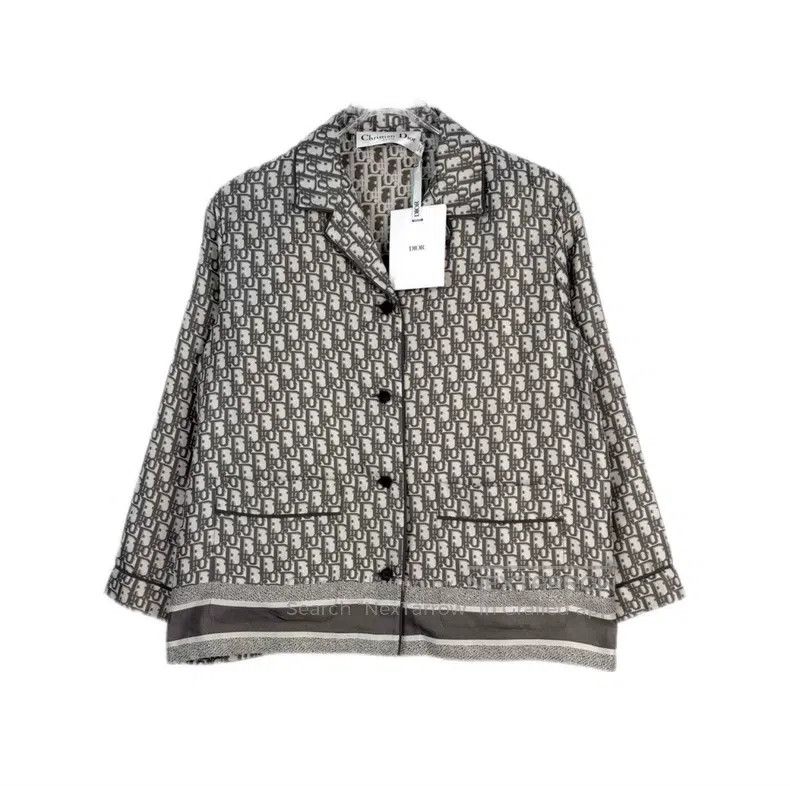 Dior Dior Gray logo mulberry silk shirt Size M / US 6-8 / IT 42-44 - 1 Thumbnail