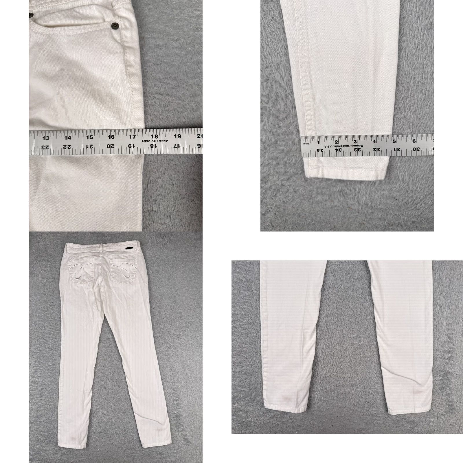 Vintage To Be With You Juniors White Skinny Jeans 30x30 Denim Cotton Blend Low Rise Embroidered 5-Pocket Womens Size 7 Size 28" / US 6 / IT 42 - 9 Thumbnail