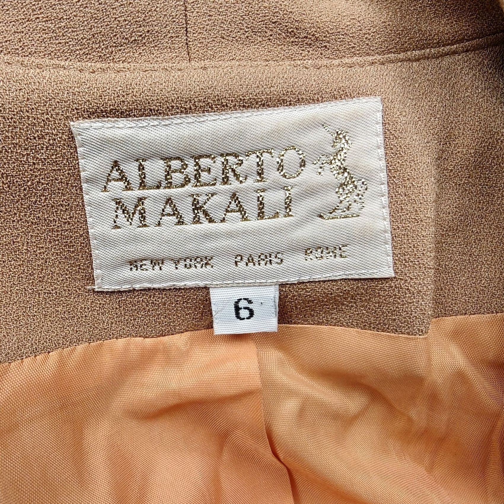 Vintage VINTAGE Alberto Makali Suit Set Womens 6 Beige Lined Jacket Vest Made USA Workwear Size M / US 6-8 / IT 42-44 - 3 Thumbnail