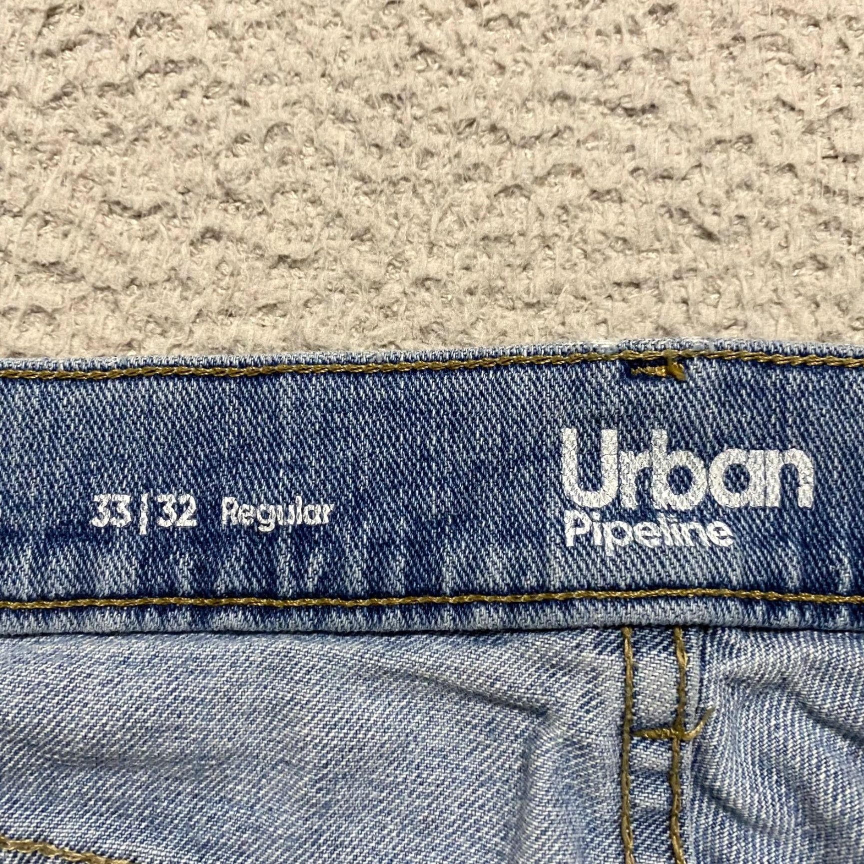 Vintage Urban Pipeline Jeans Men 33x32 Blue Denim Medium Wash Straight Mid Rise Jeans Regular Men 5-Pocket Design Denim Blue Mid (10-12 in) Urban Pipeline Size US 33 - 3 Thumbnail