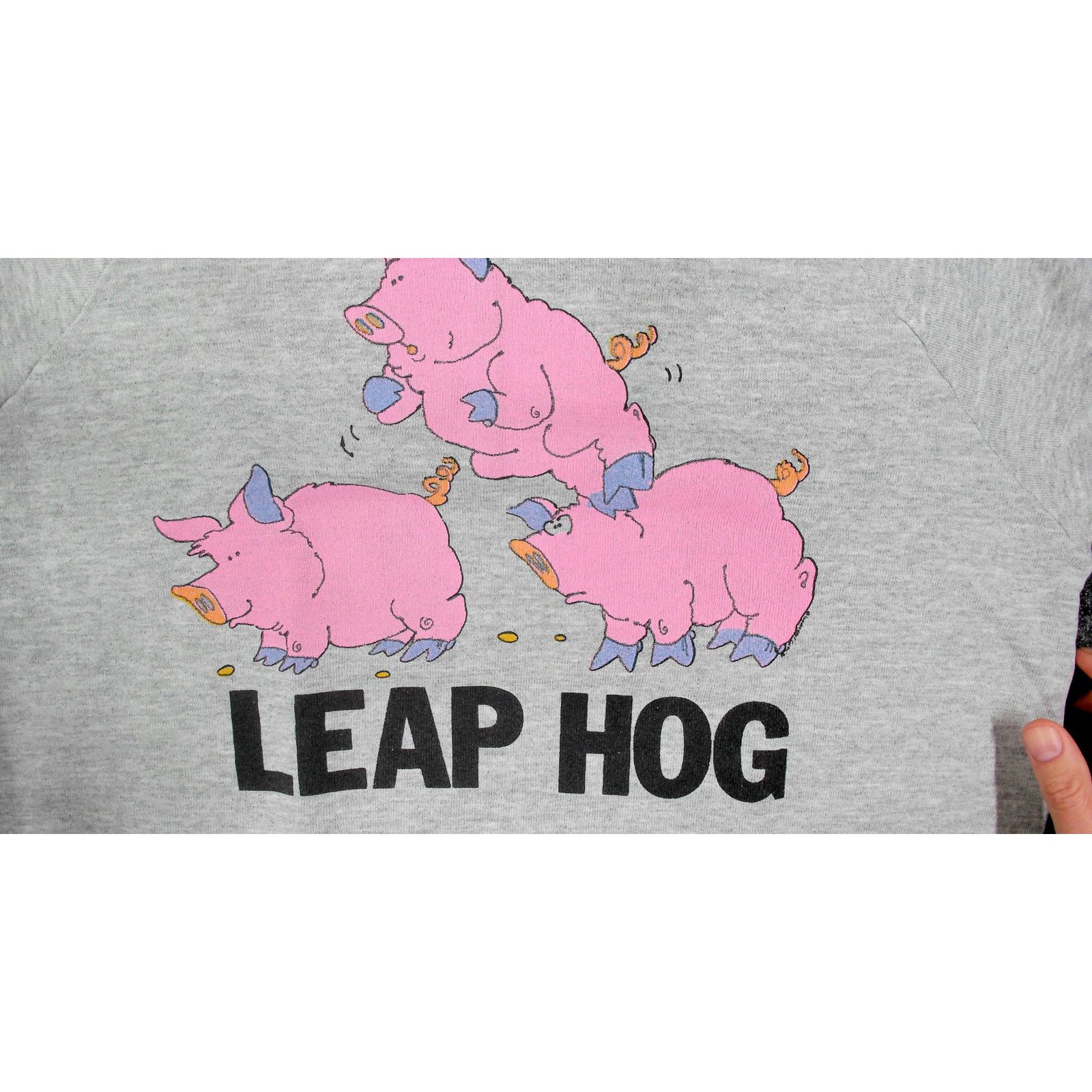 Vintage 80s Leap Hog Pig Graphic Boxy Raglan Sweatshirt Size US L / EU 52-54 / 3 - 10 Thumbnail