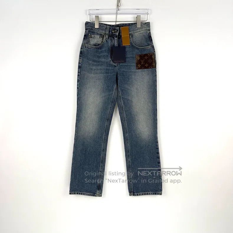 Louis Vuitton Louis Vuitton Blue Washed Leather Jeans Size US 38 / EU 54 - 3 Thumbnail