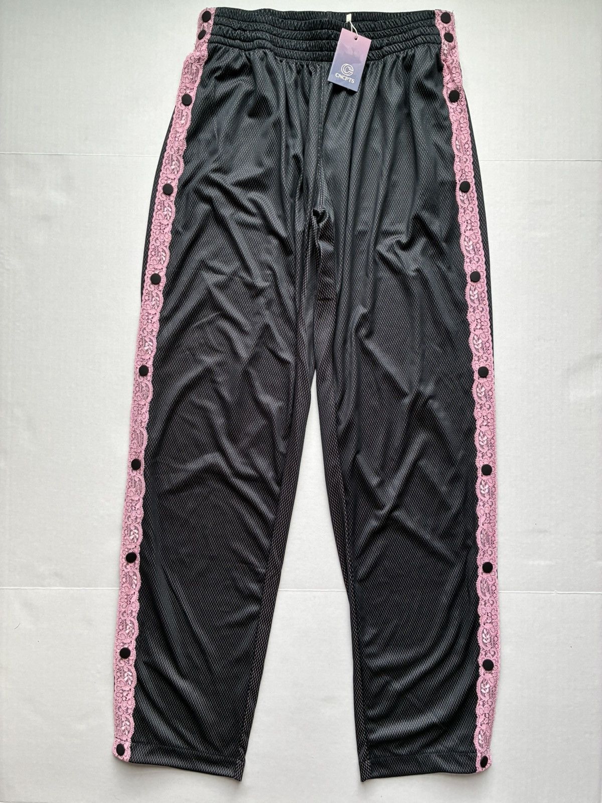 CNCPTS CNCPTS Track Pants Black w Pink Lace Strip Flare Unisex XS Size 28" / US 6 / IT 42 - 4 Thumbnail