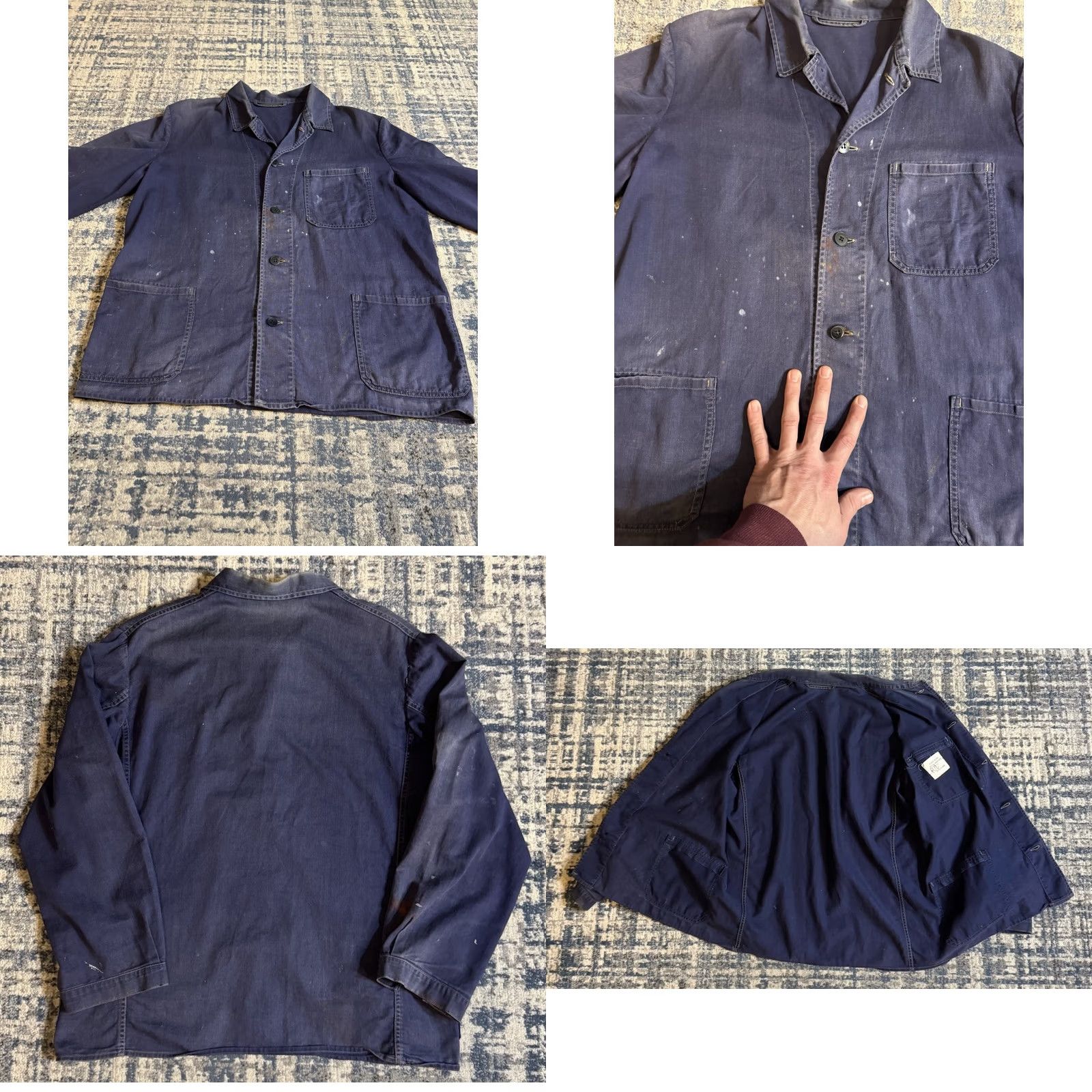 Denime VINTAGE 1950s France Denim Chore Jacket Blue Size L 50s Workwear Jacket Mens Size US L / EU 52-54 / 3 - 8 Thumbnail
