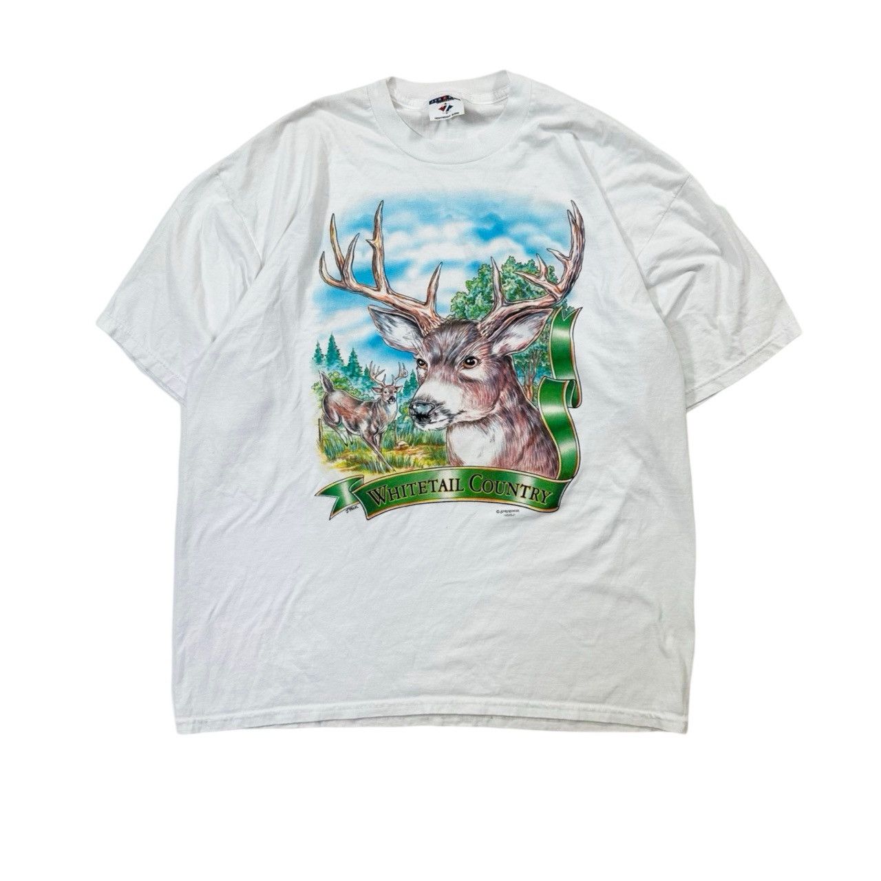 Vintage Vintage 90s Big Print Nature Wolf Deer Graphic T Shirt Size US L / EU 52-54 / 3 - 1 Thumbnail