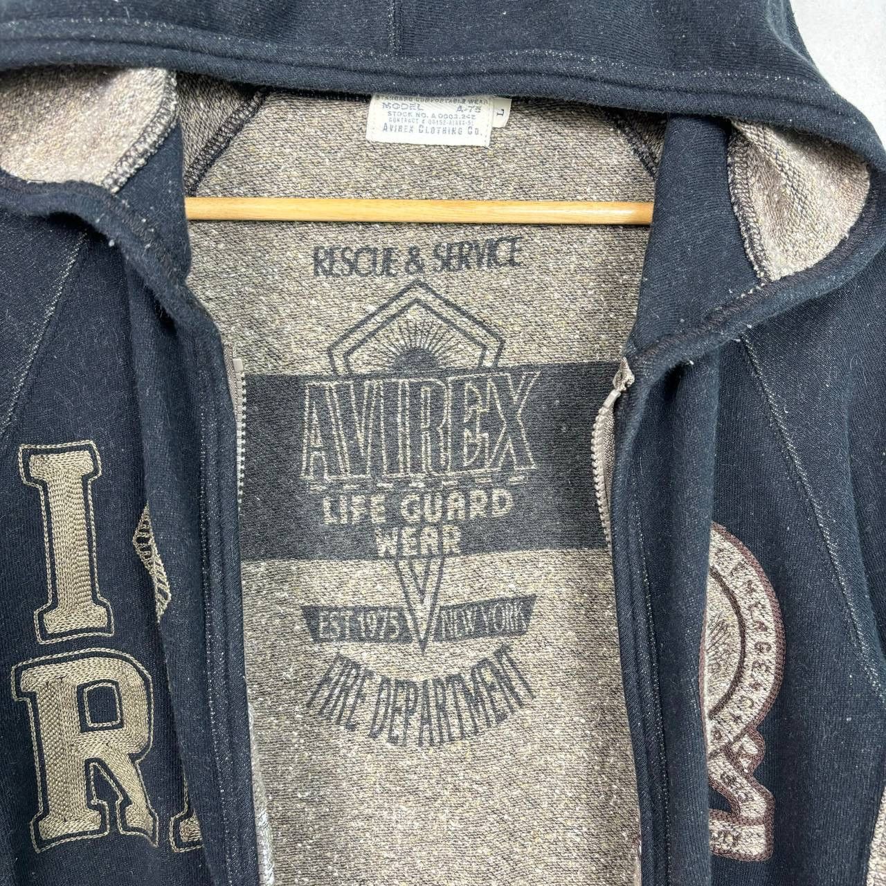 Avirex Vintage Avirex Fire Dept Hoodie Large Black Rescue Service Size US L / EU 52-54 / 3 - 6 Thumbnail