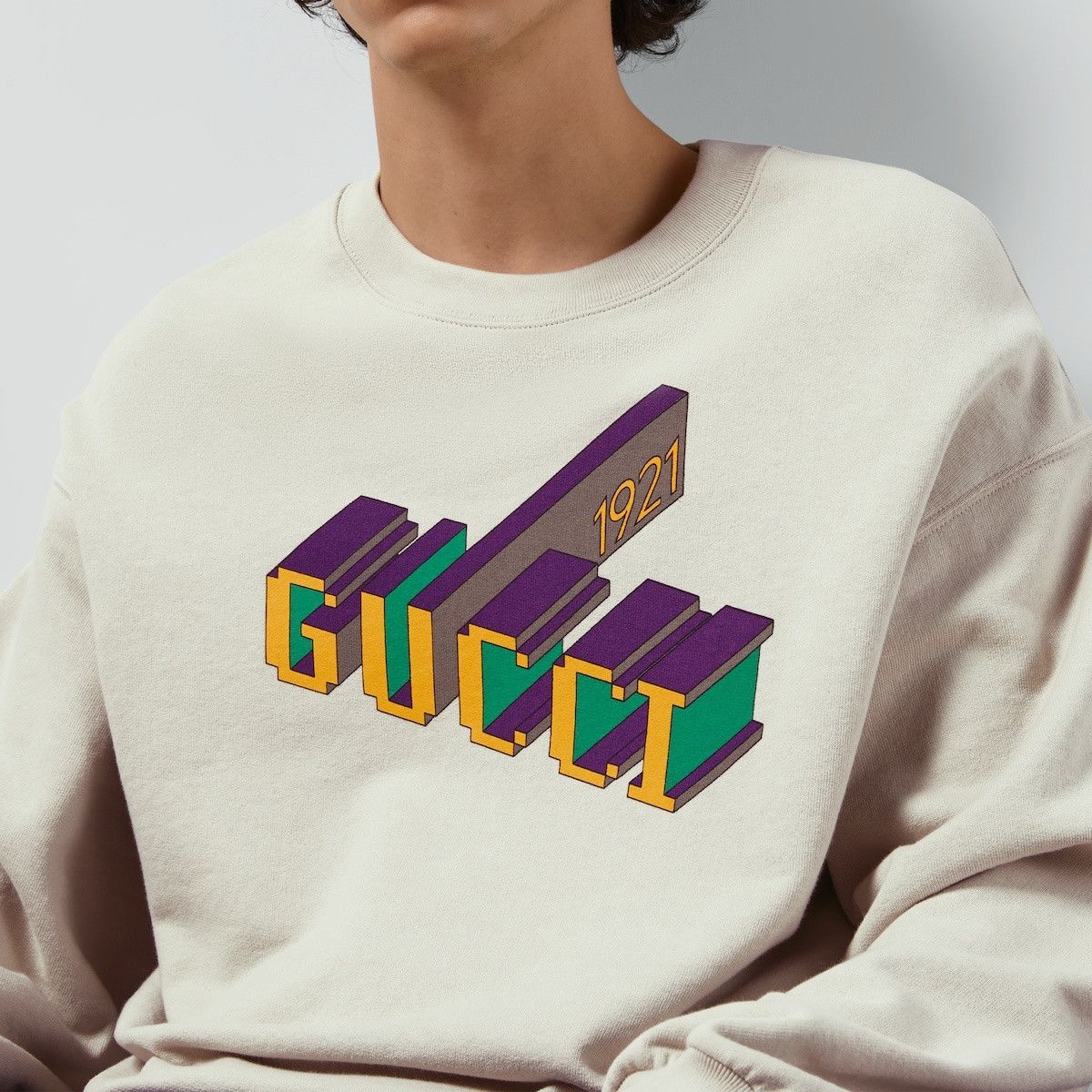 Gucci o1mt1gz0325 Cotton Jersey Sweatshirt With Print in Ivory Size US S / EU 44-46 / 1 - 3 Thumbnail