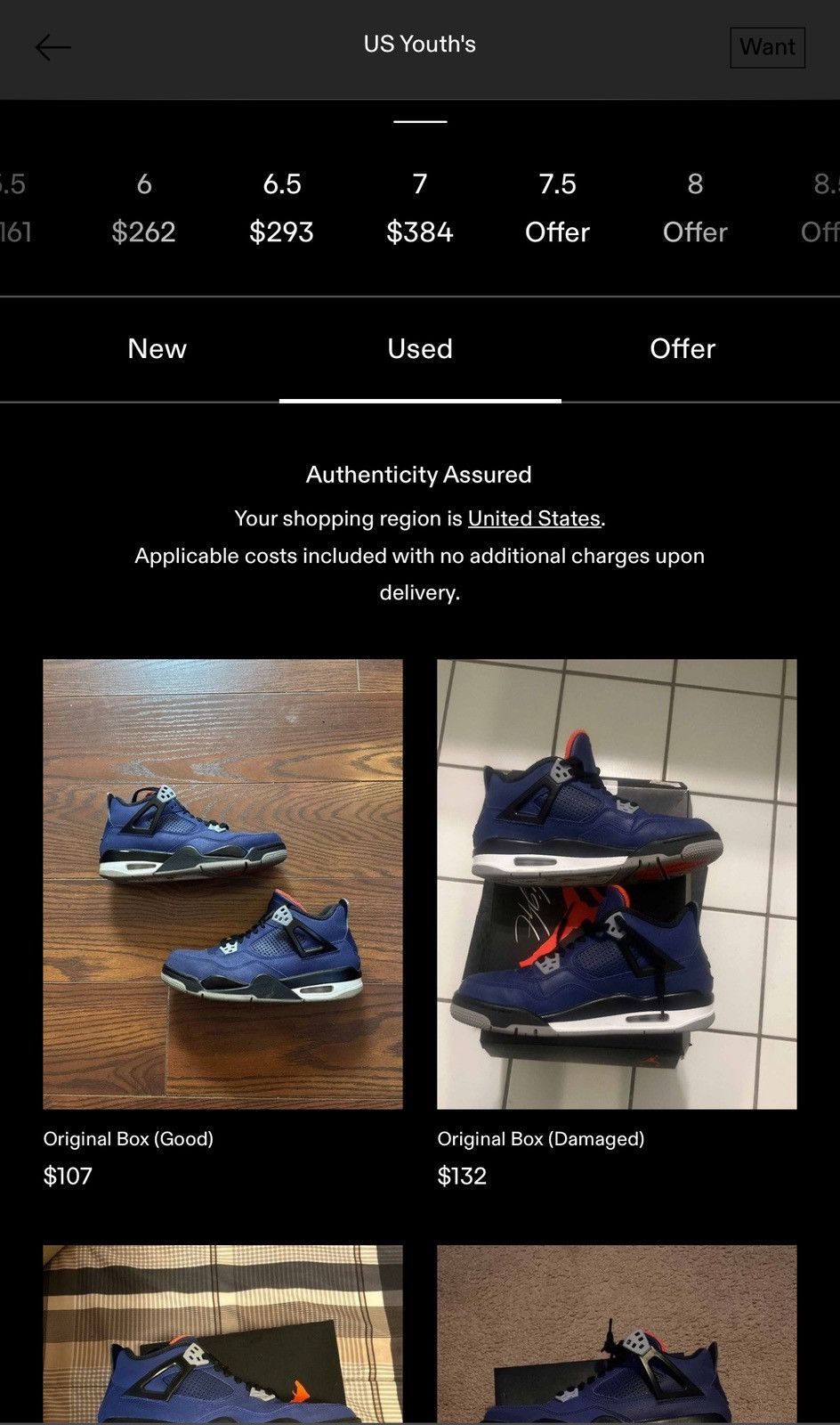 Jordan Brand × Vintage Air Jordan 4 IV Retro Winterized Loyal Blue GS 7Y CQ9745-401 Size US 7 / EU 40 - 2 Thumbnail