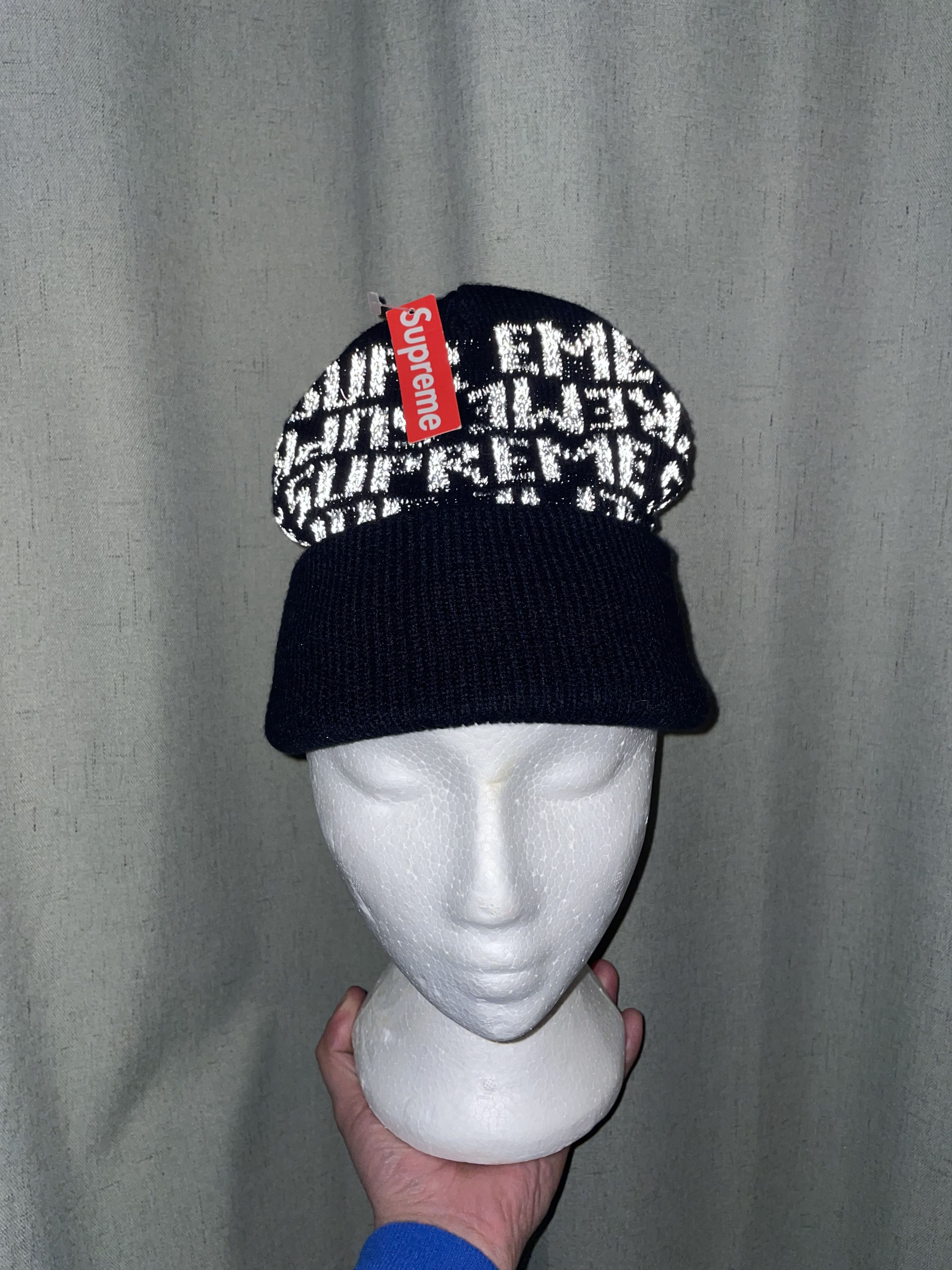 Supreme Supreme FW16 reflective repeat 3M beanie Grailed