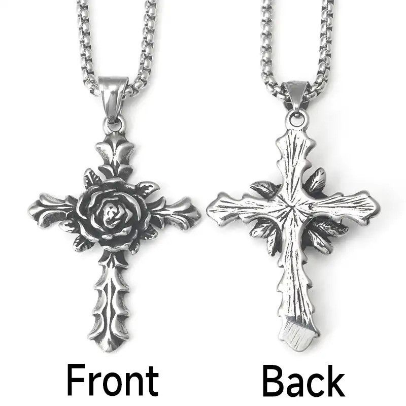 Jewelry Gothic Rose Cross Necklace Size ONE SIZE - 6 Thumbnail