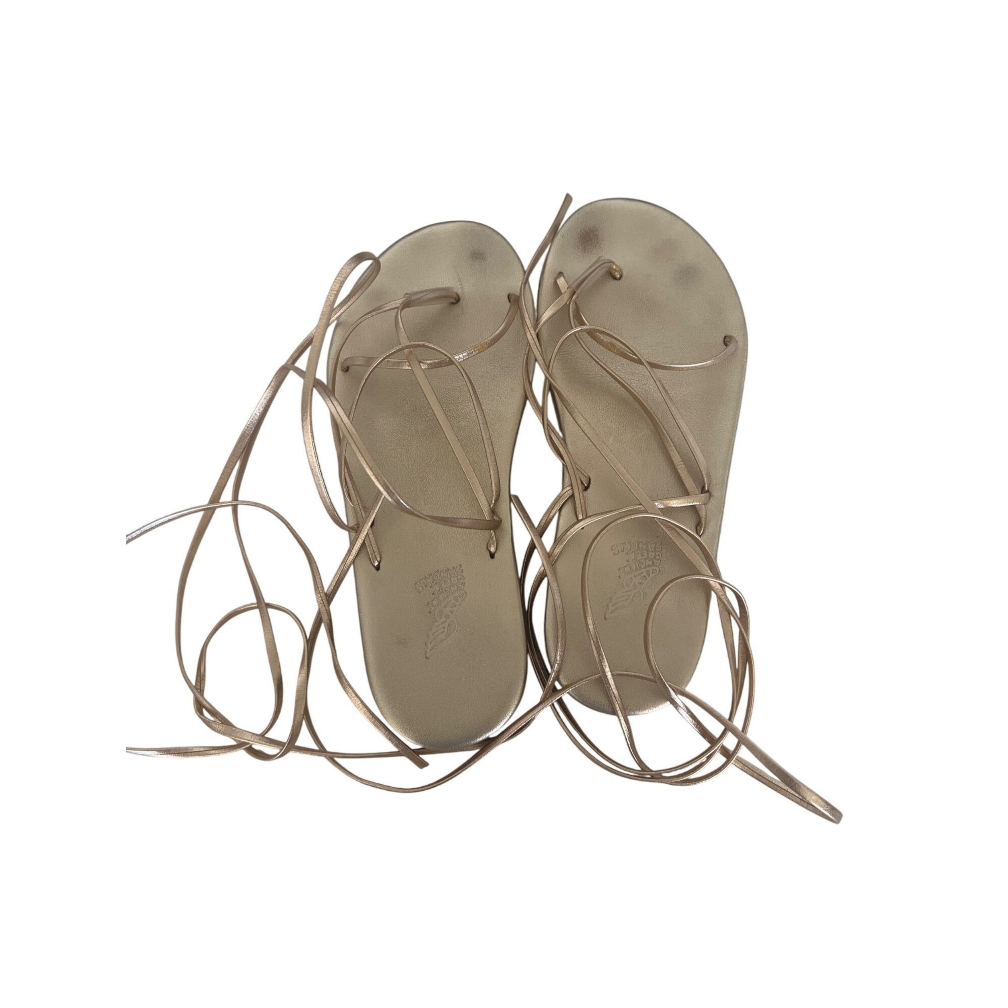 Ancient Greek Sandals Ancient Greek Sandals Gold Strappy Lace-Up Sandals Size US 7 / IT 37 - 5 Thumbnail