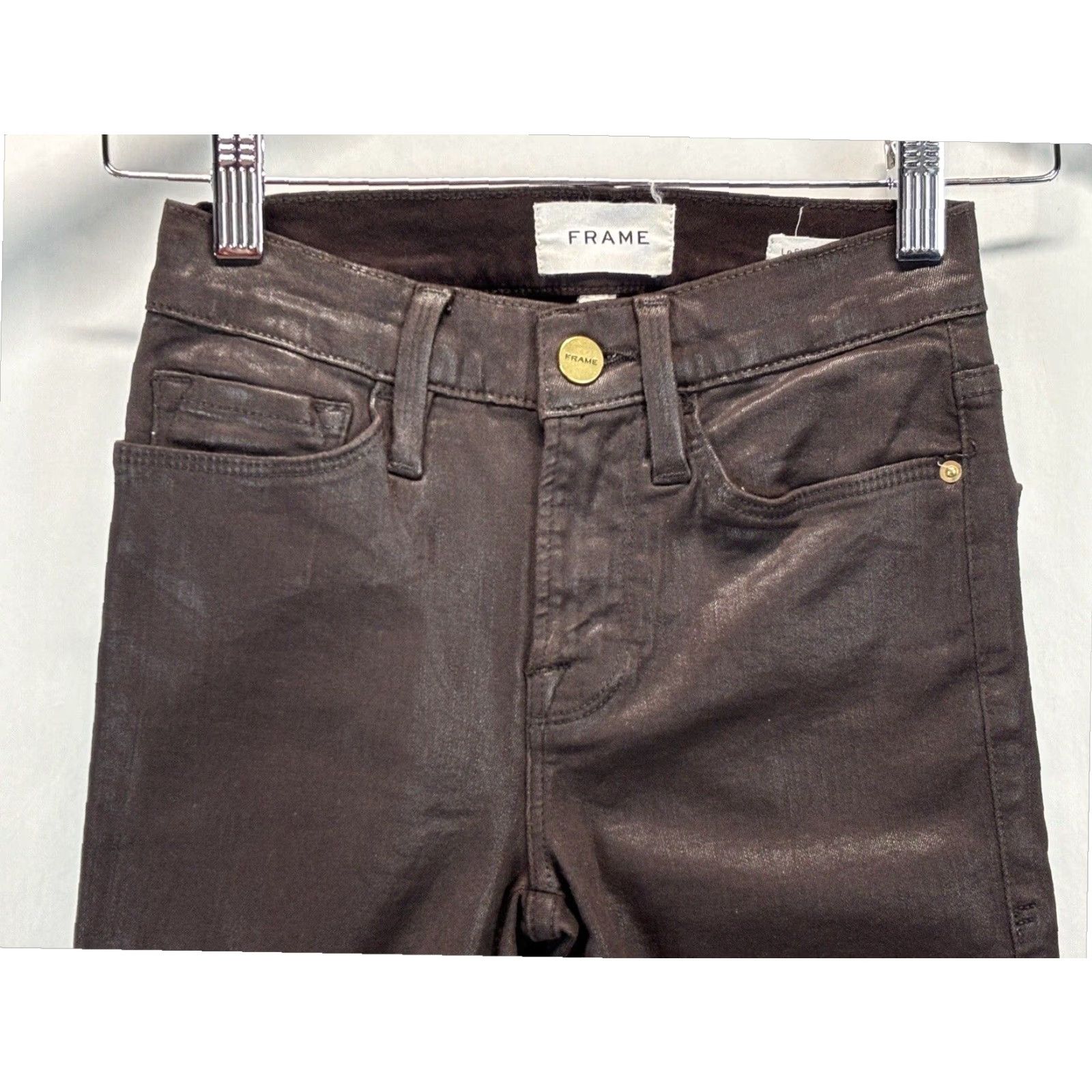 Frame FRAME Le Skinny De Jeanne Women's Brown Vegan Faux Leather Skinny Jeans Size 24 Size 42" / US 20 - 2 Thumbnail