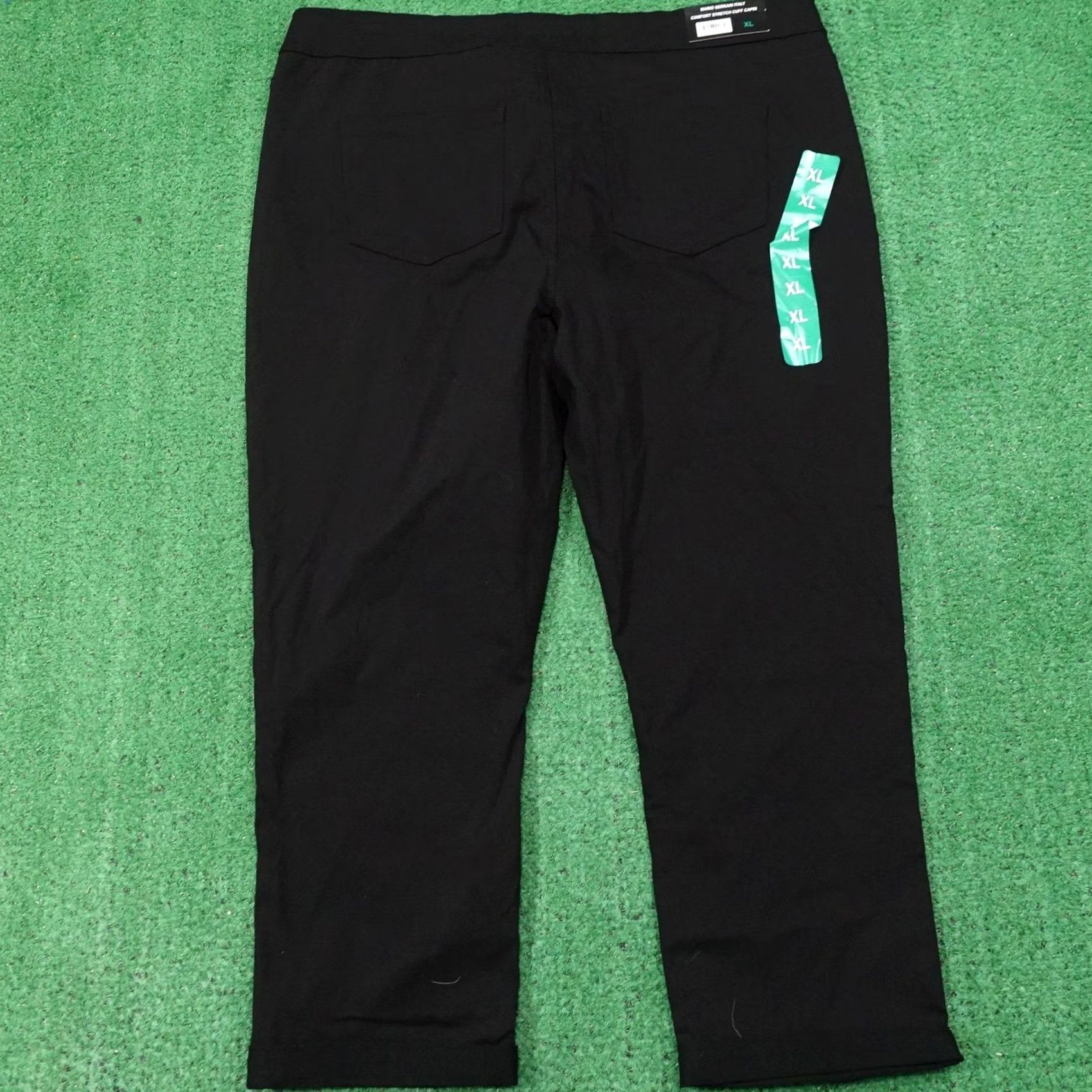 Vintage Mario Serrani Pants Womens XL Black Comfort Stretch Capri Pull On Slim Inseam 24 Pockets Studded Casual Summer Capris Womens XL Black Size 40" / US 18 - 4 Thumbnail