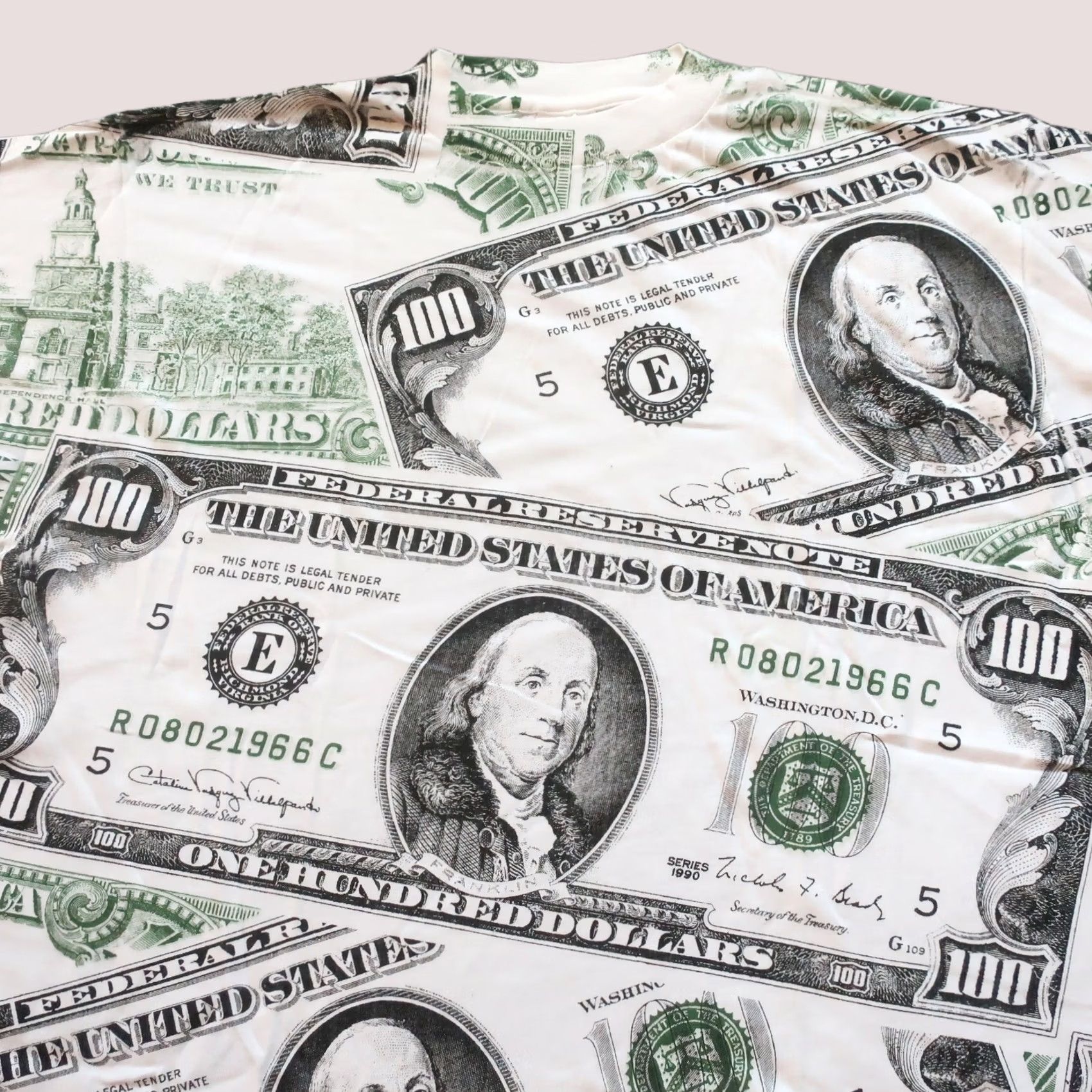 Vintage Vintage 100 Dollar Bill Benjamin Money All Over Print Tshirt Mens X-Large White Dynasty Tshirt Money Vintage 90s Theme Size US XL / EU 56 / 4 - 1 Thumbnail