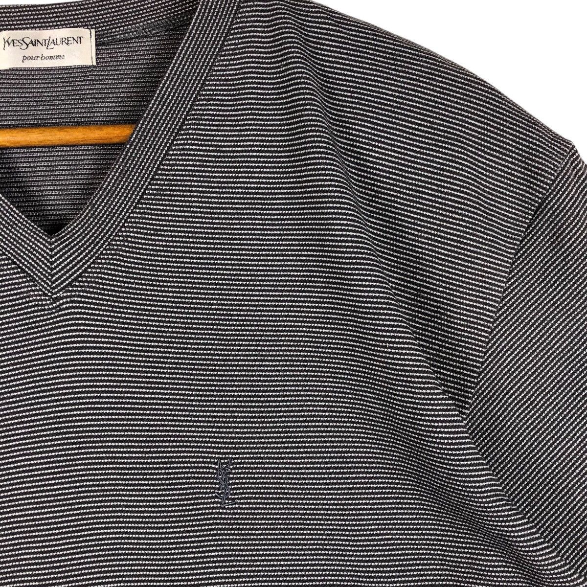 Yves Saint Laurent YSL Yves Saint Laurent Stripe V-neck Shirt Size US M / EU 48-50 / 2 - 4 Thumbnail