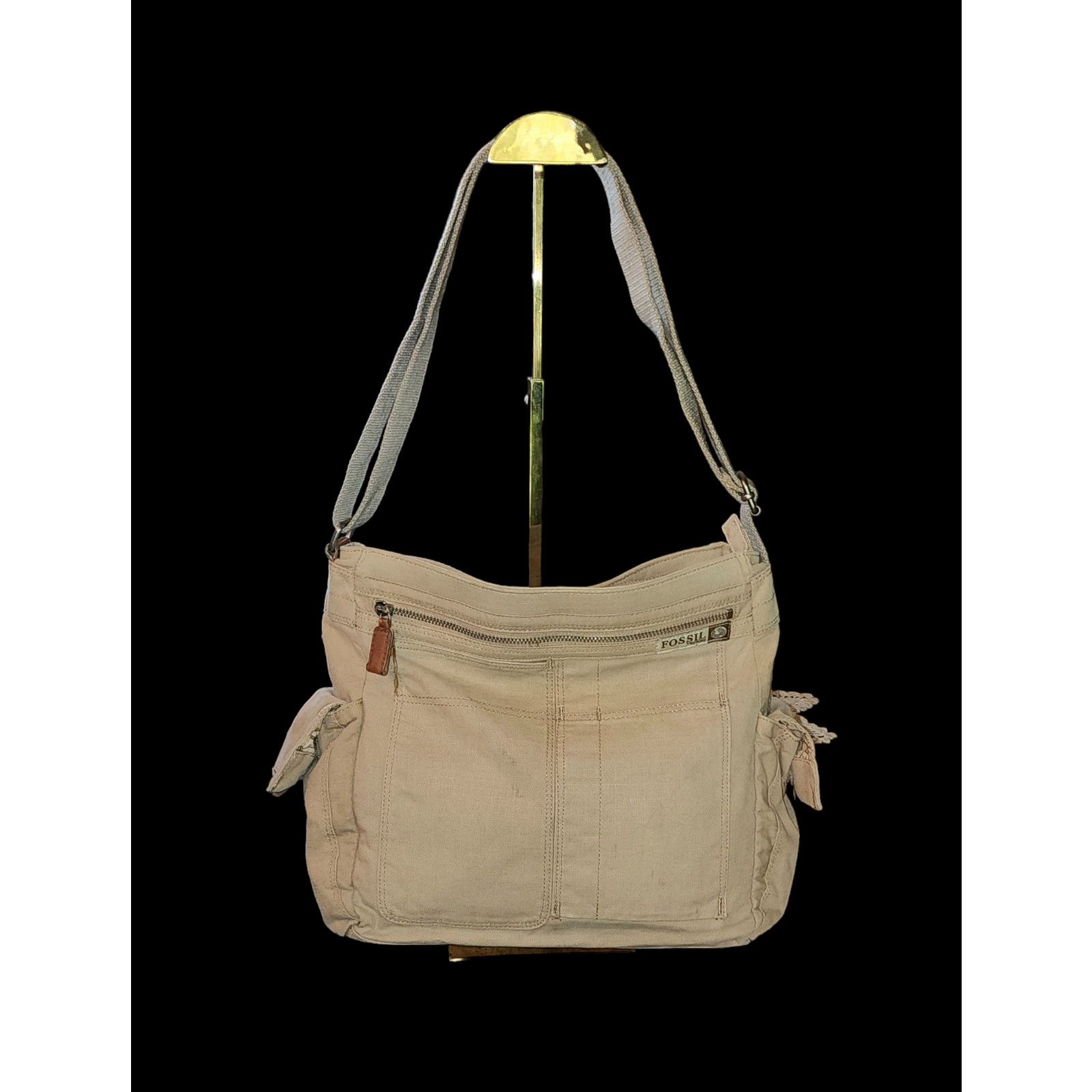 Fossil Fossil Unisex canvas leather messenger bag. Size ONE SIZE - 1 Thumbnail