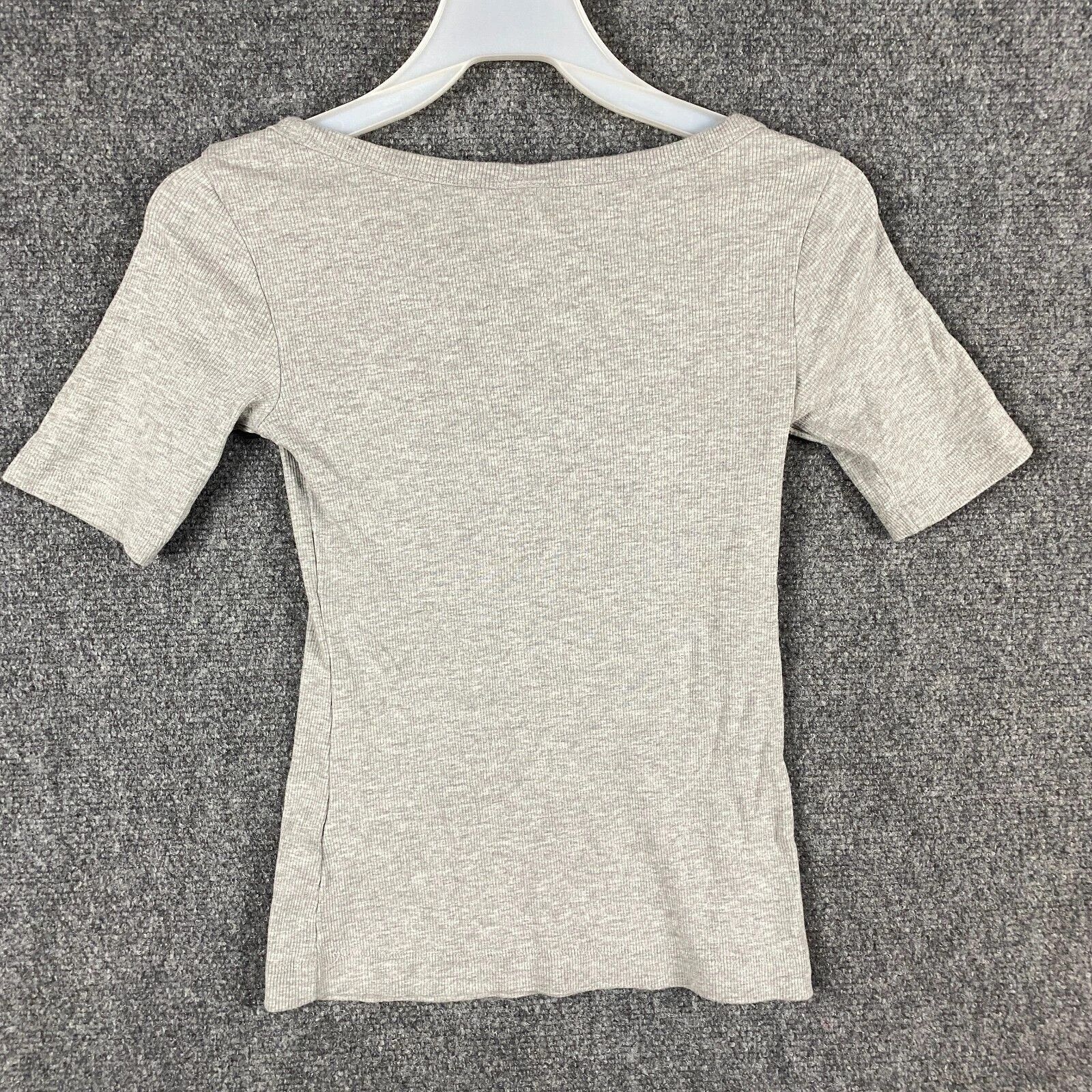H&M H&M Top Small Women's Short Sleeve Gray Cotton Blend S Size S / US 4 / IT 40 - 2 Thumbnail