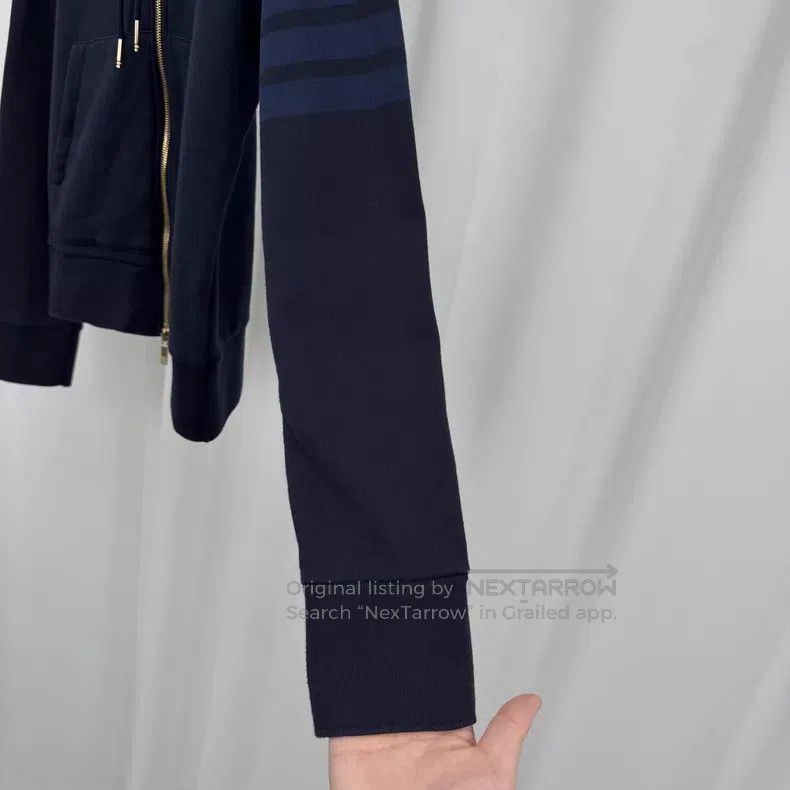 Thom Browne Thom Browne Navy Four-Stripe Zip-Up Sweatshirt Size US M / EU 48-50 / 2 - 4 Thumbnail