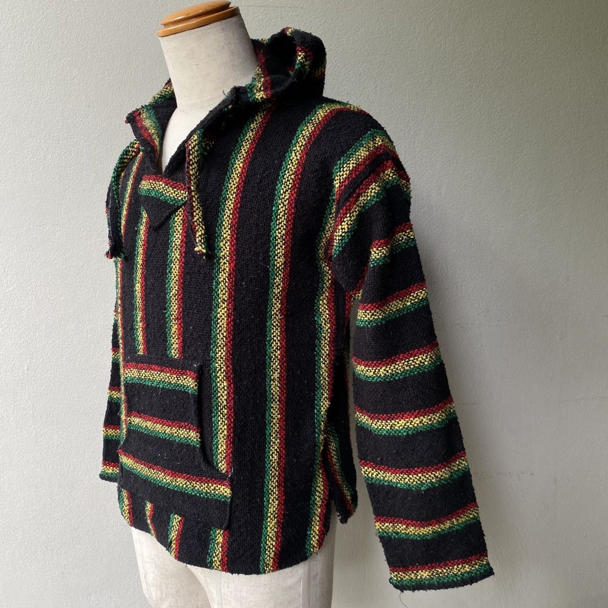 Vintage Black Rasta Striped Baja Hoodie with Drawstring Size US M / EU 48-50 / 2 - 8 Thumbnail