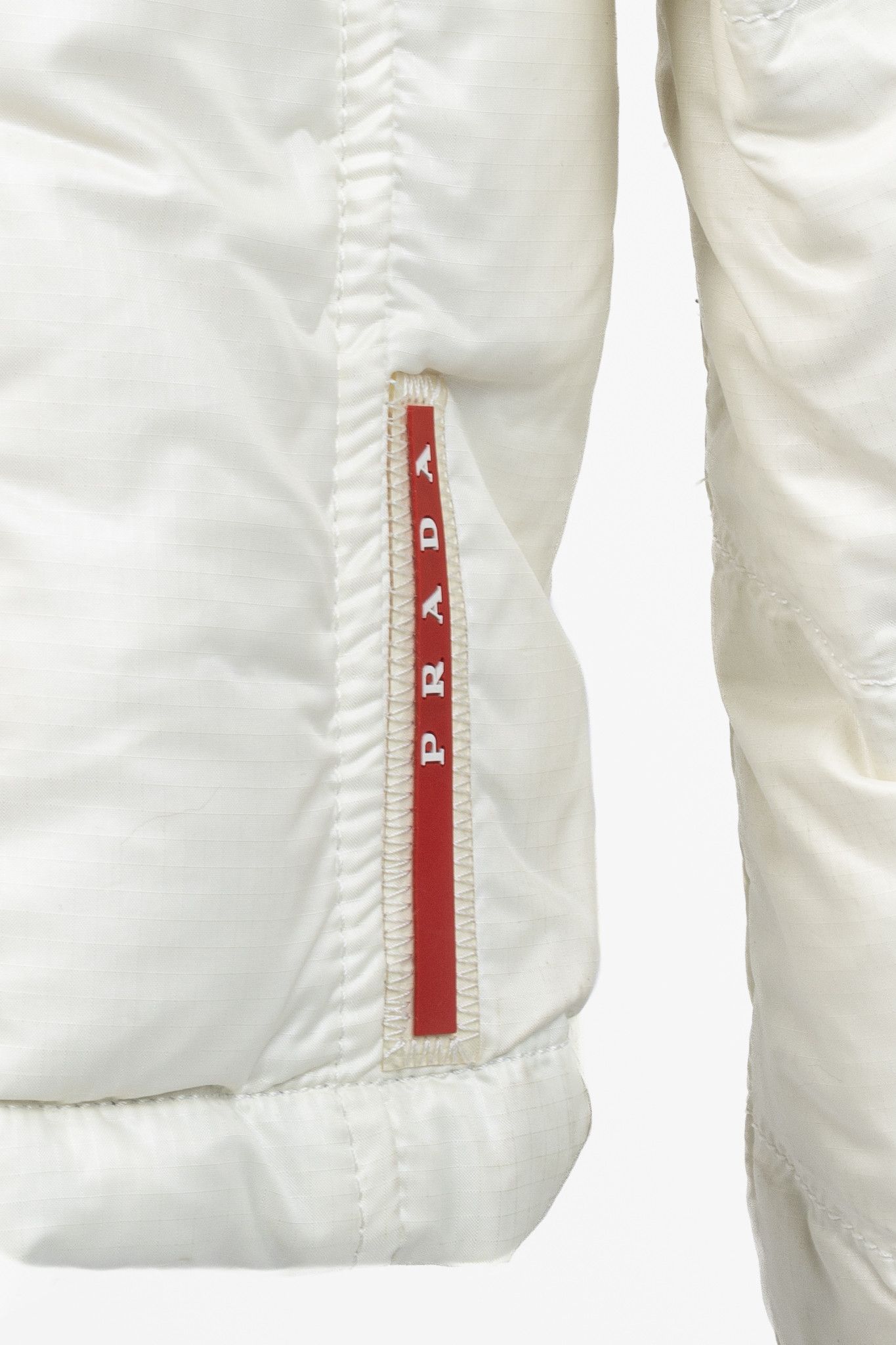 Prada Prada Cream Nylon Embroidered-Logo Quilted Down Puffer Size US XL / EU 56 / 4 - 7 Thumbnail