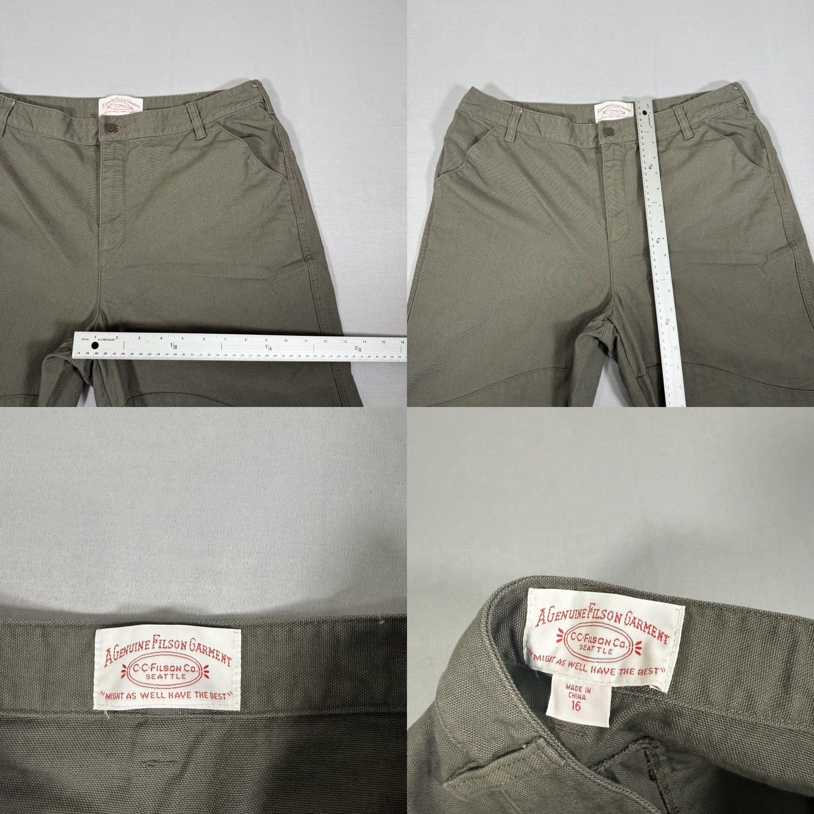 Filson Filson Womens Work Pants 16 Green Canvas Utility Hiking Chino Regular Fit Size 38" / US 16 / IT 52 - 8 Thumbnail