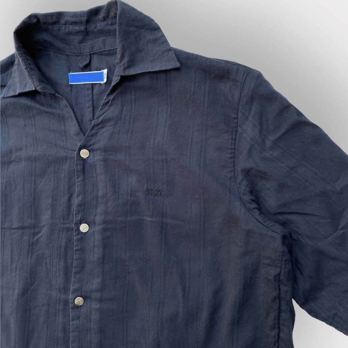 Number (N)ine Vintage 90’s N(N) Open Collar Black Stripe Shirt Size US M / EU 48-50 / 2 - 1 Thumbnail