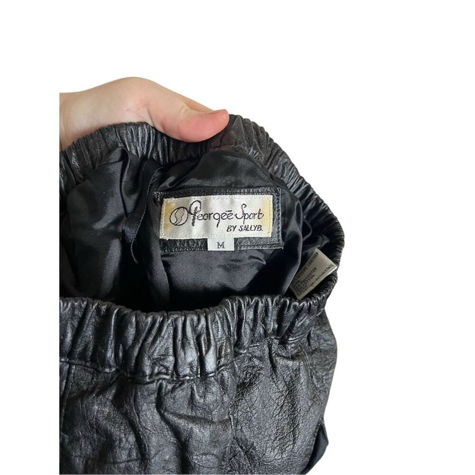 Vintage Vintage Peorgee Sport SallyB Women's Black Leather Pants XS Size 23" - 5 Thumbnail