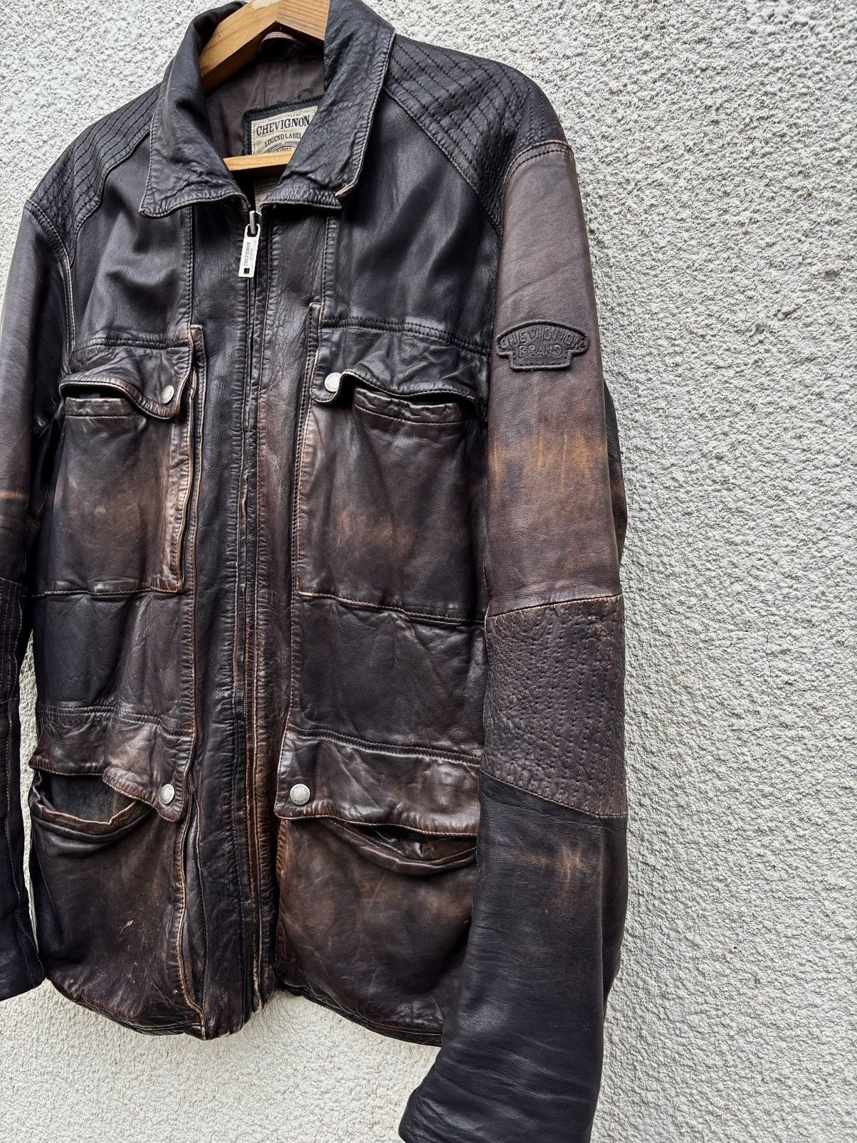 Chevignon × Hysteric Glamour × Vintage 😍Schott Avirex Style Chevignon Washed Leather Jacket Faded Size US L / EU 52-54 / 3 - 2 Thumbnail