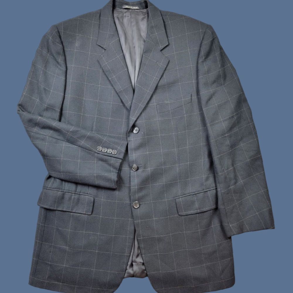 Corneliani Corneliani Sport Coat Mens 54L Black Windowpane Virgin Wool Silk Made In Italy Size US L / EU 52-54 / 3 - 1 Thumbnail