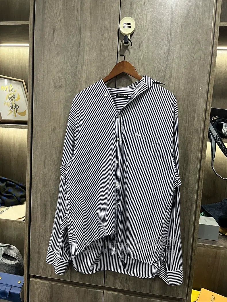 Balenciaga Balenciaga Striped Loose Shirt Size US XXS / EU 40 - 5 Thumbnail