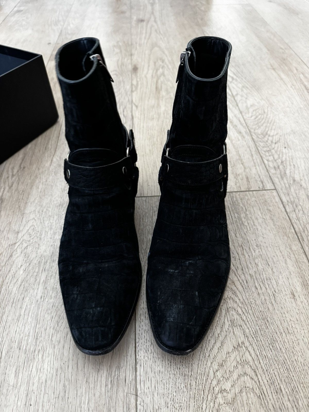 Saint Laurent Paris Croc Embossed Harness Wyatts Size US 8 / EU 41 - 2 Thumbnail