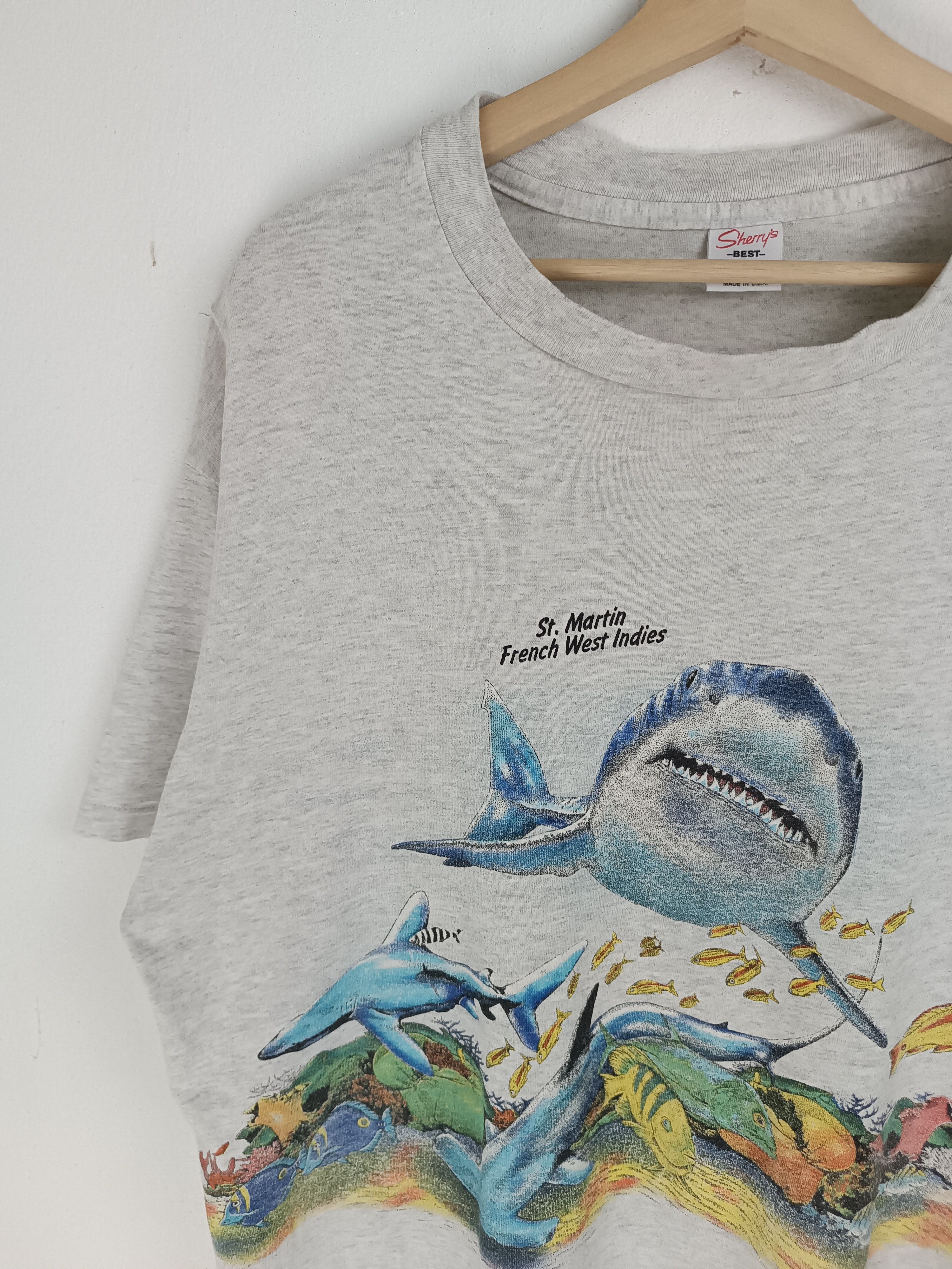 Habitat VINTAGE 90'S ST.MARTIN WEST INDIES SHARK MARINE LIFE Size US XL / EU 56 / 4 - 5 Thumbnail