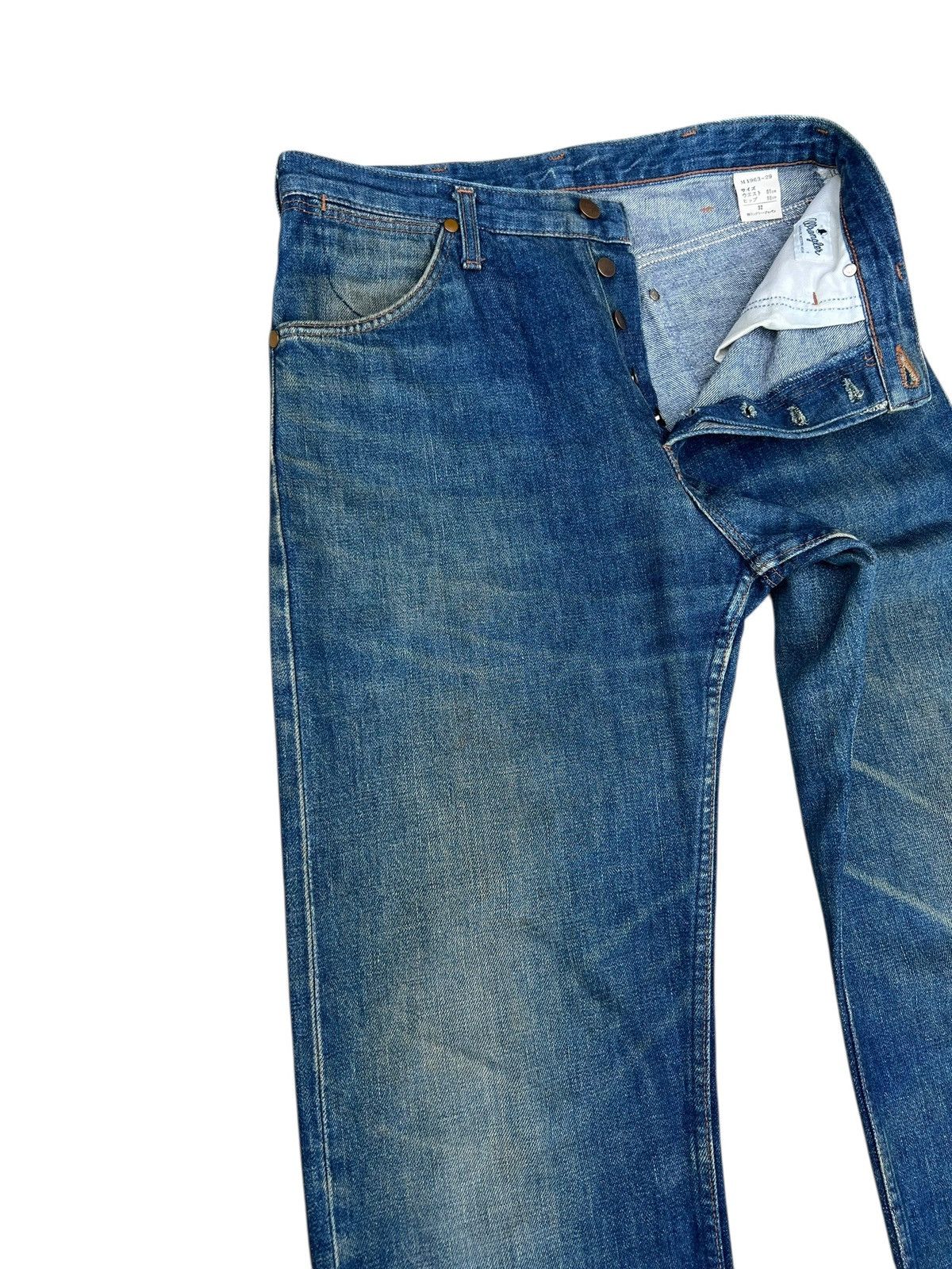 Wrangler 90s Wrangler Blue Bell Aging Mud Denim Selvedge Jeans Size US 31 - 8 Thumbnail