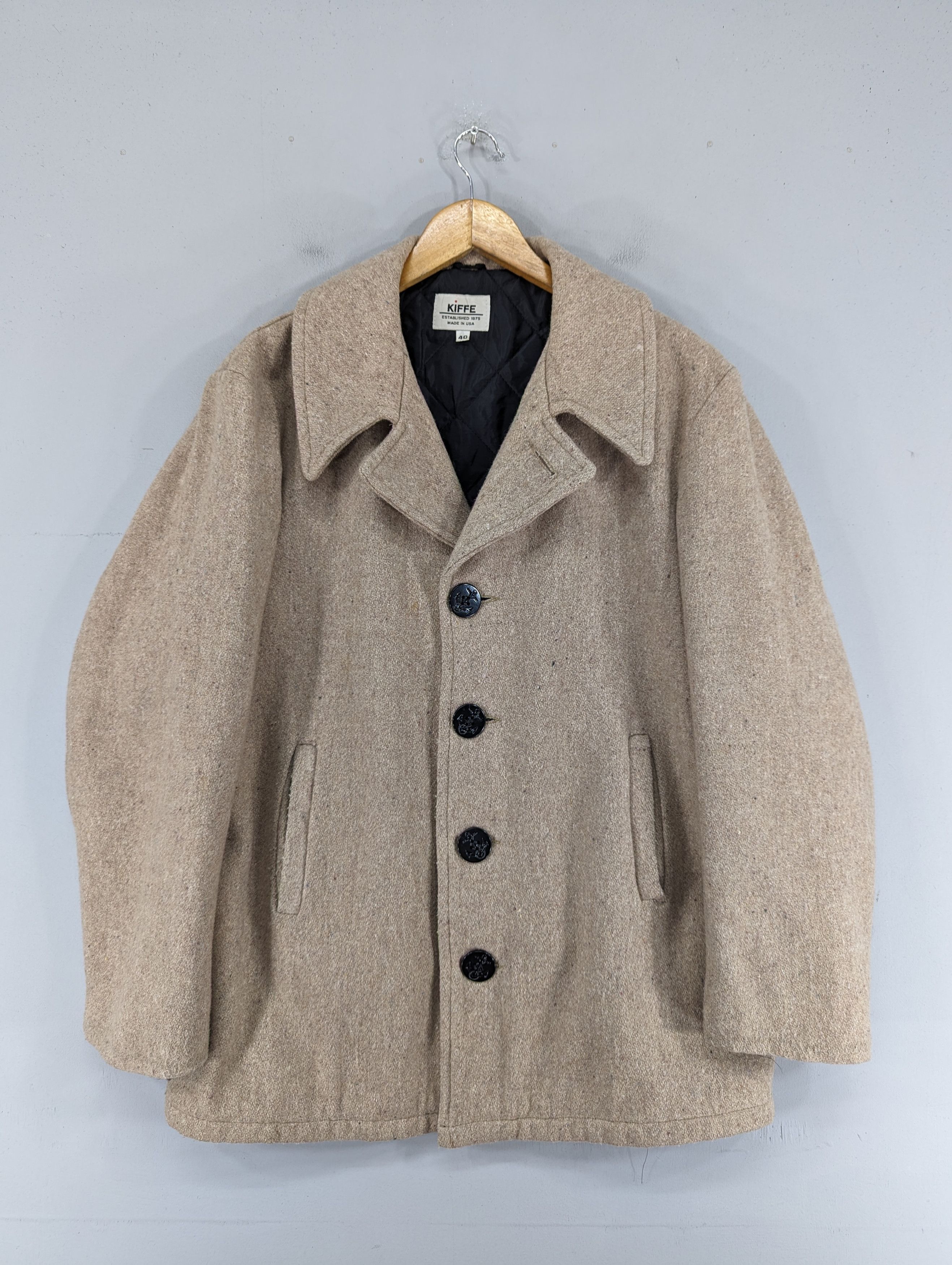 Vintage Kiffe Wool Single Breasted Coat Jacket Made In Usa