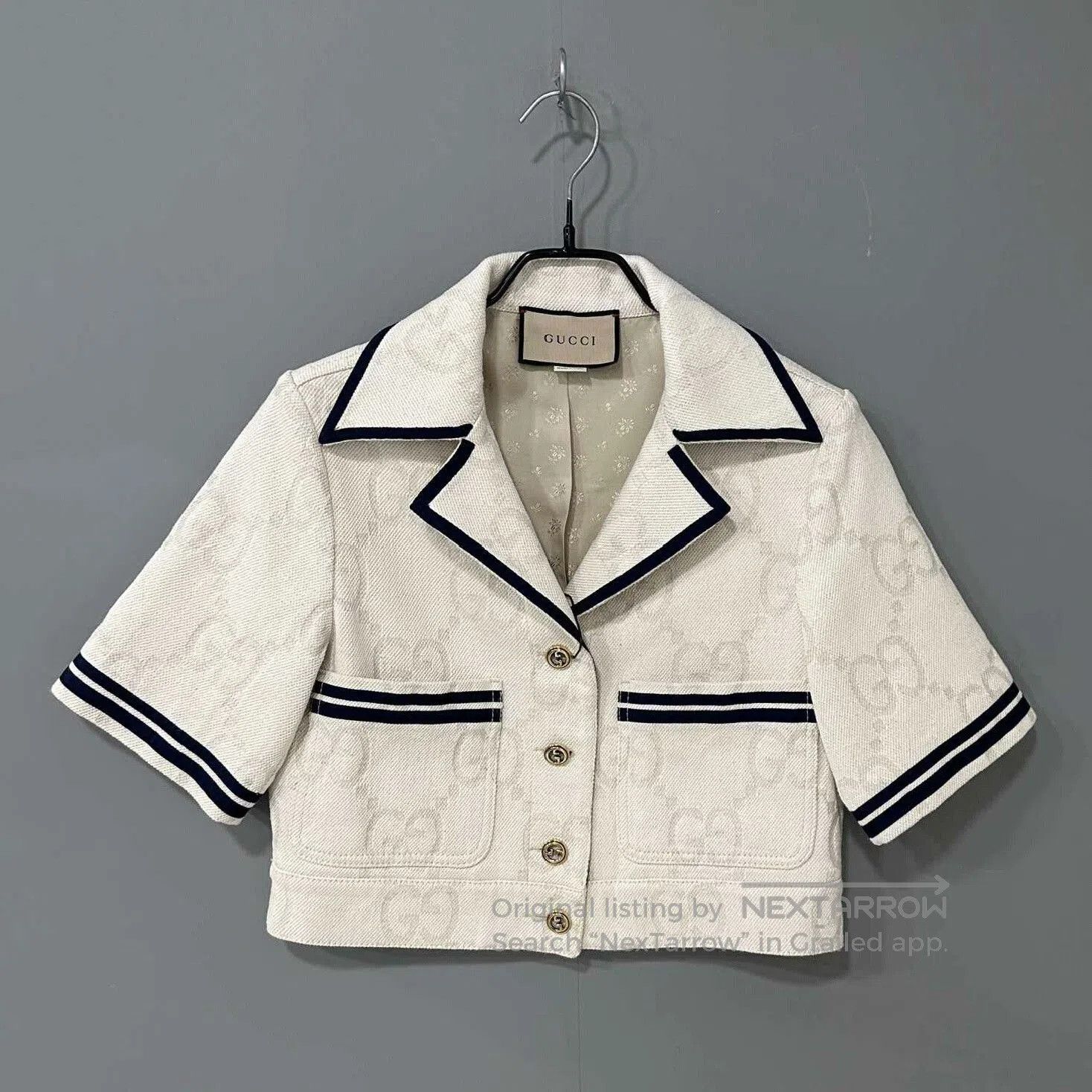 Gucci Gucci Monogram Print Linen Denim Jacket. Size S / US 4 / IT 40 - 1 Thumbnail