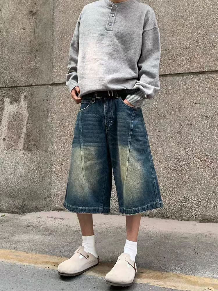 Designer × Vintage Vintage washed baggy seven point denim shorts Size US 34 / EU 50 - 3 Thumbnail