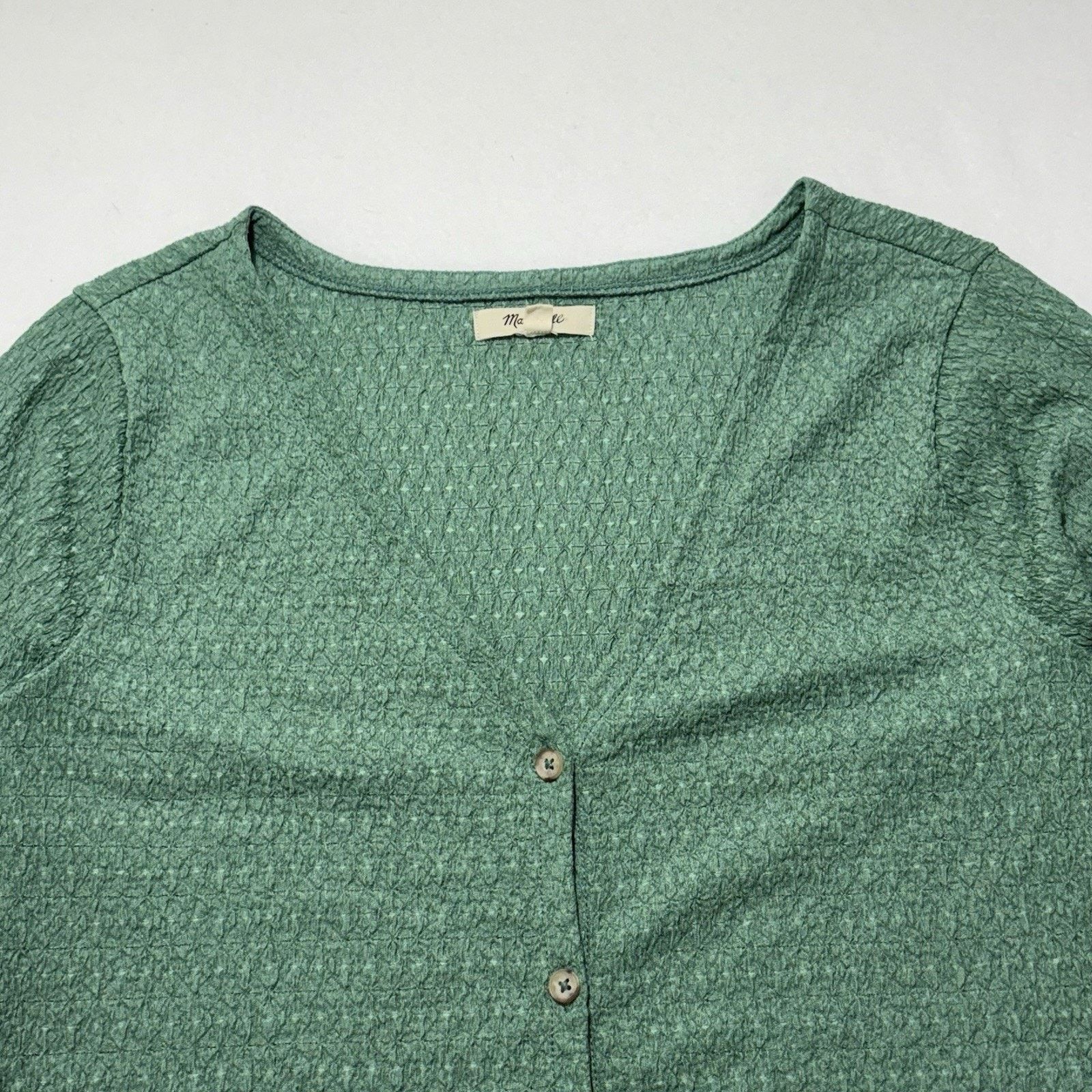 Madewell Madewell Large Crinkled Cardigan Button Up V Neck Green Size L / US 10 / IT 46 - 5 Thumbnail